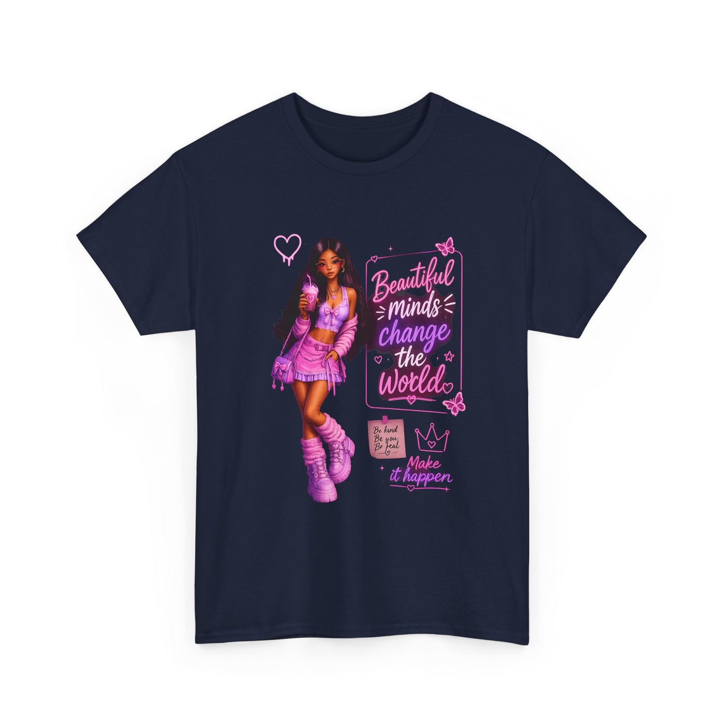 Beautiful Minds Change the World Tee - Pink Barbiecore Graphic Shirt