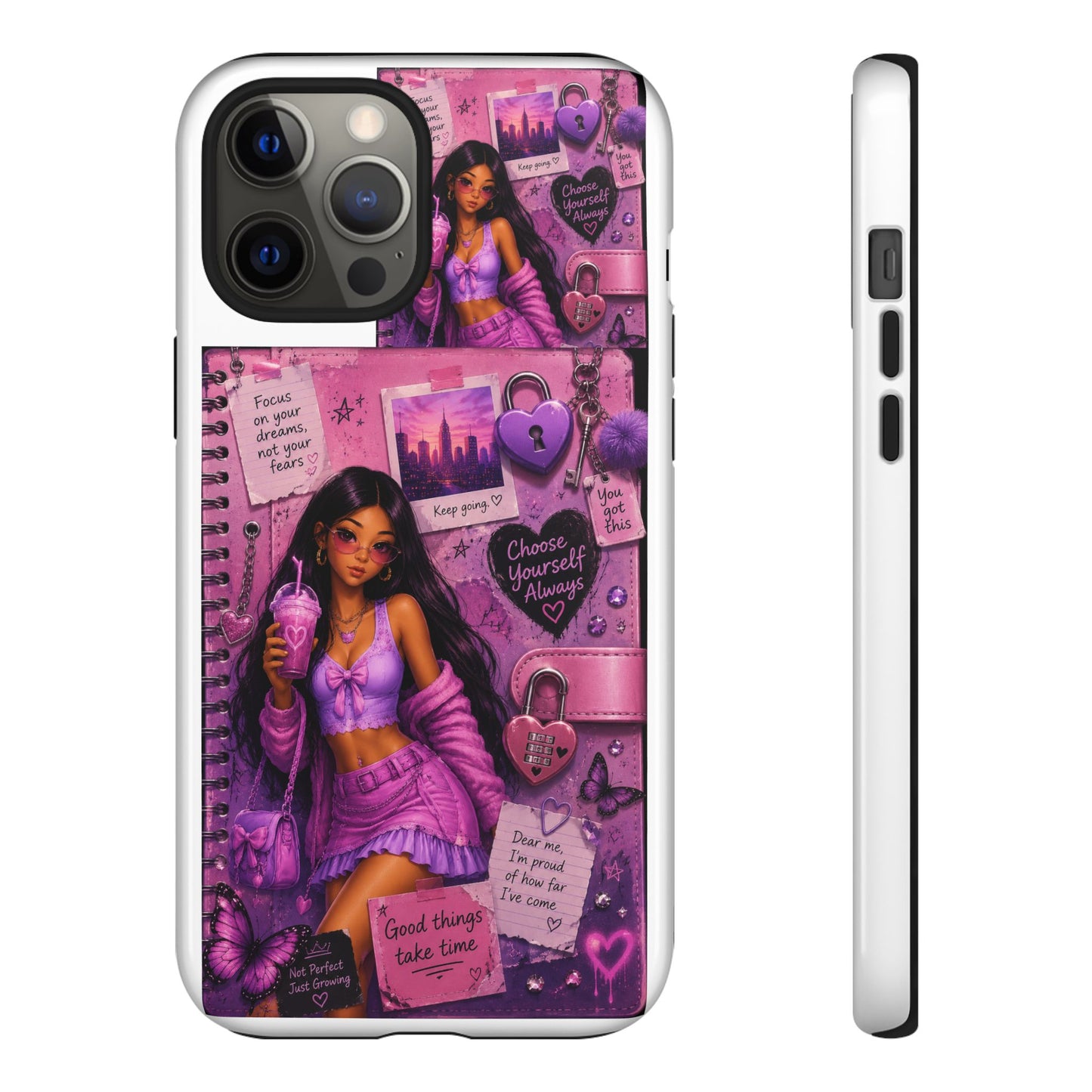 Purple Aesthetic Phone Case — Girl Collage 'Choose Yourself' Design