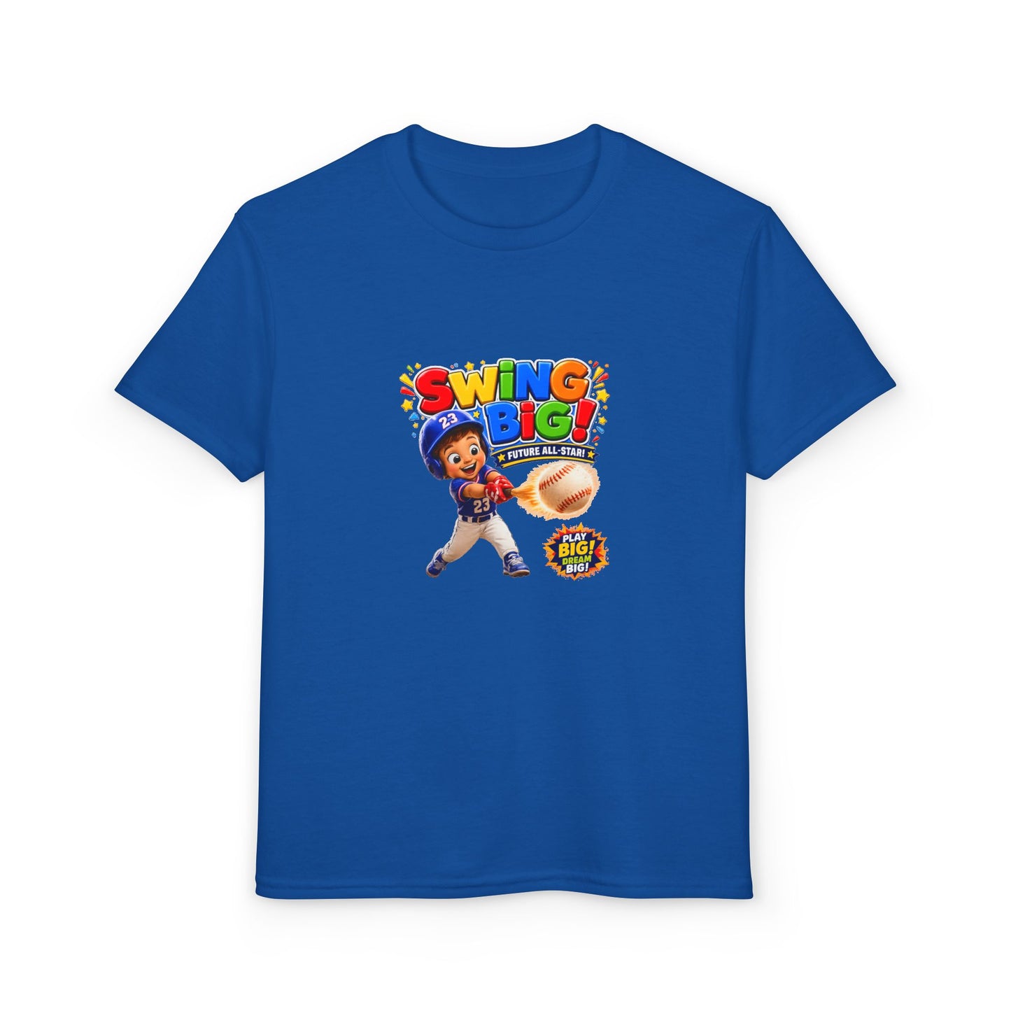 Youth T-Shirt - "SWING BIG!" Baseball Design | Kids Sports Tee