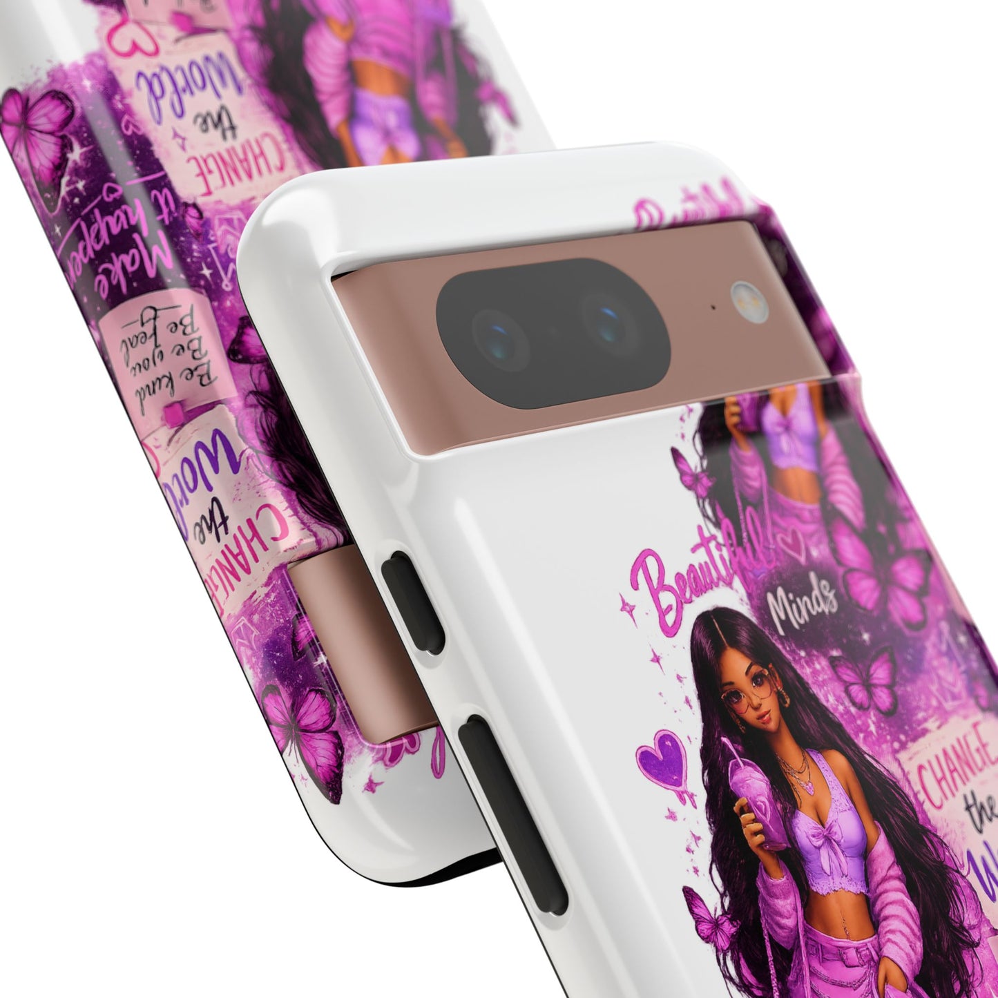 Empowered Girl Phone Case — Pink Butterfly ‘Change the World’ Design