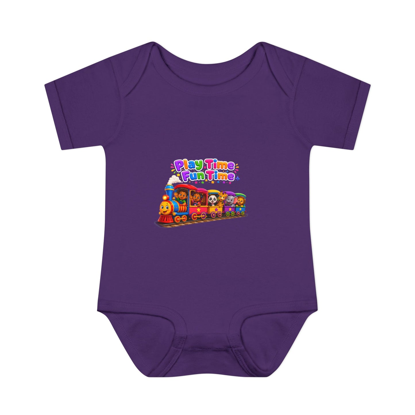 Play Time Fun Time Train Baby Bodysuit — Colorful Infant Onesie