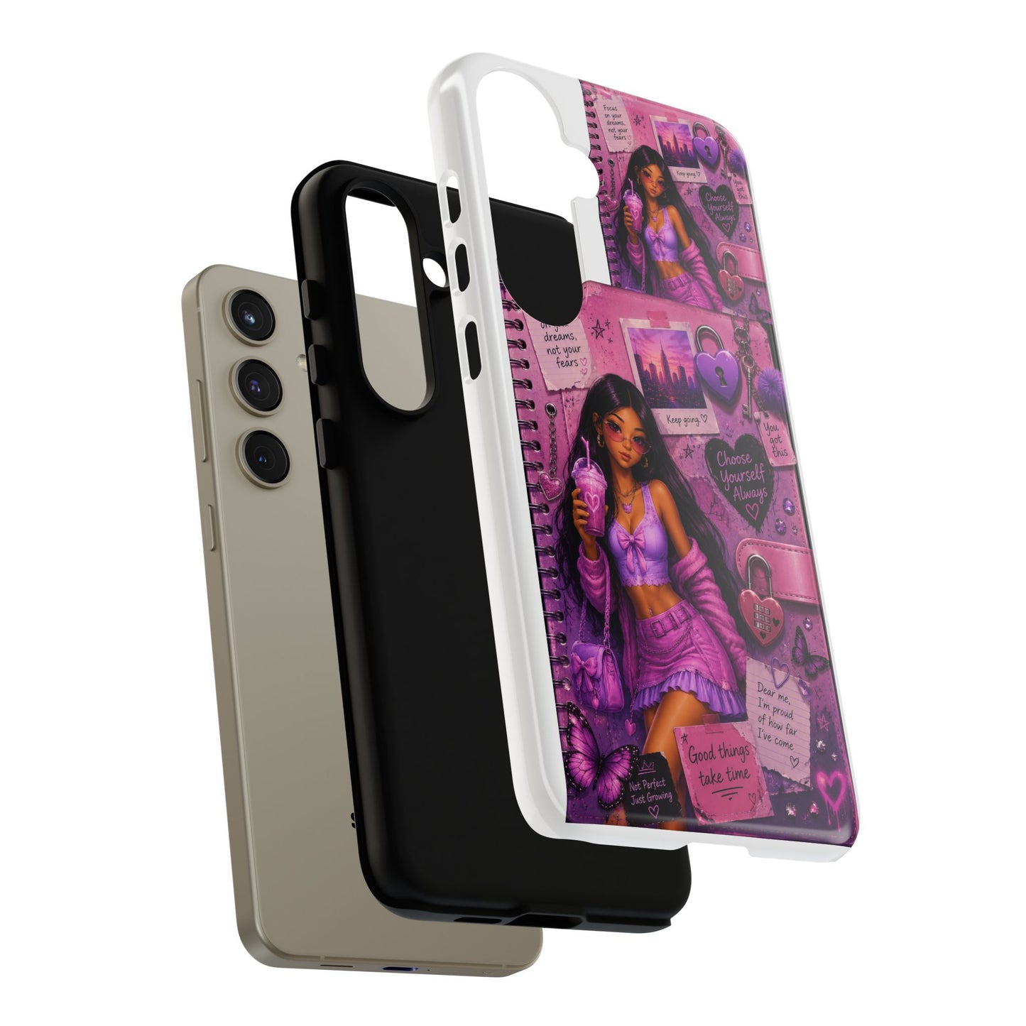 Purple Aesthetic Phone Case — Girl Collage 'Choose Yourself' Design