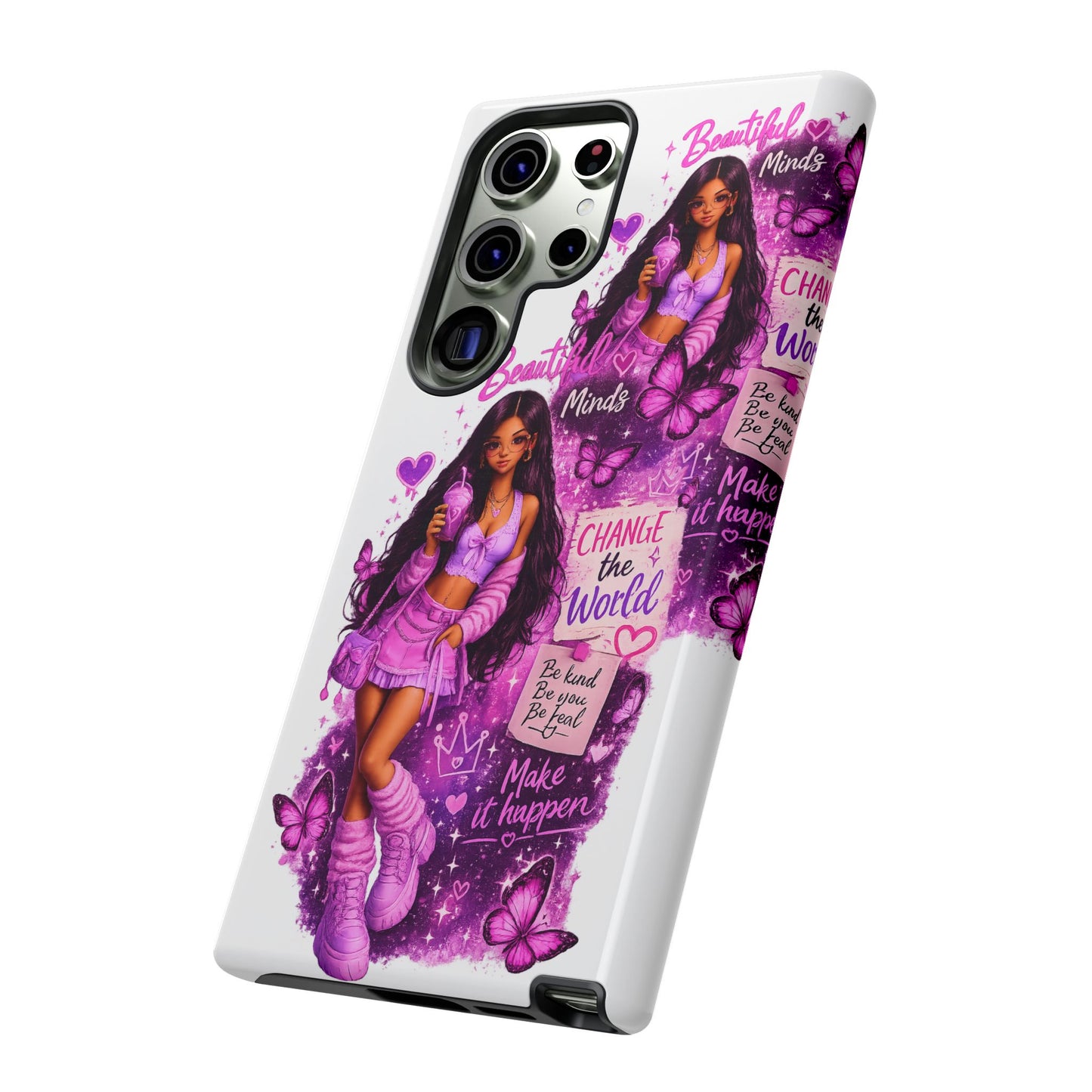 Empowered Girl Phone Case — Pink Butterfly ‘Change the World’ Design