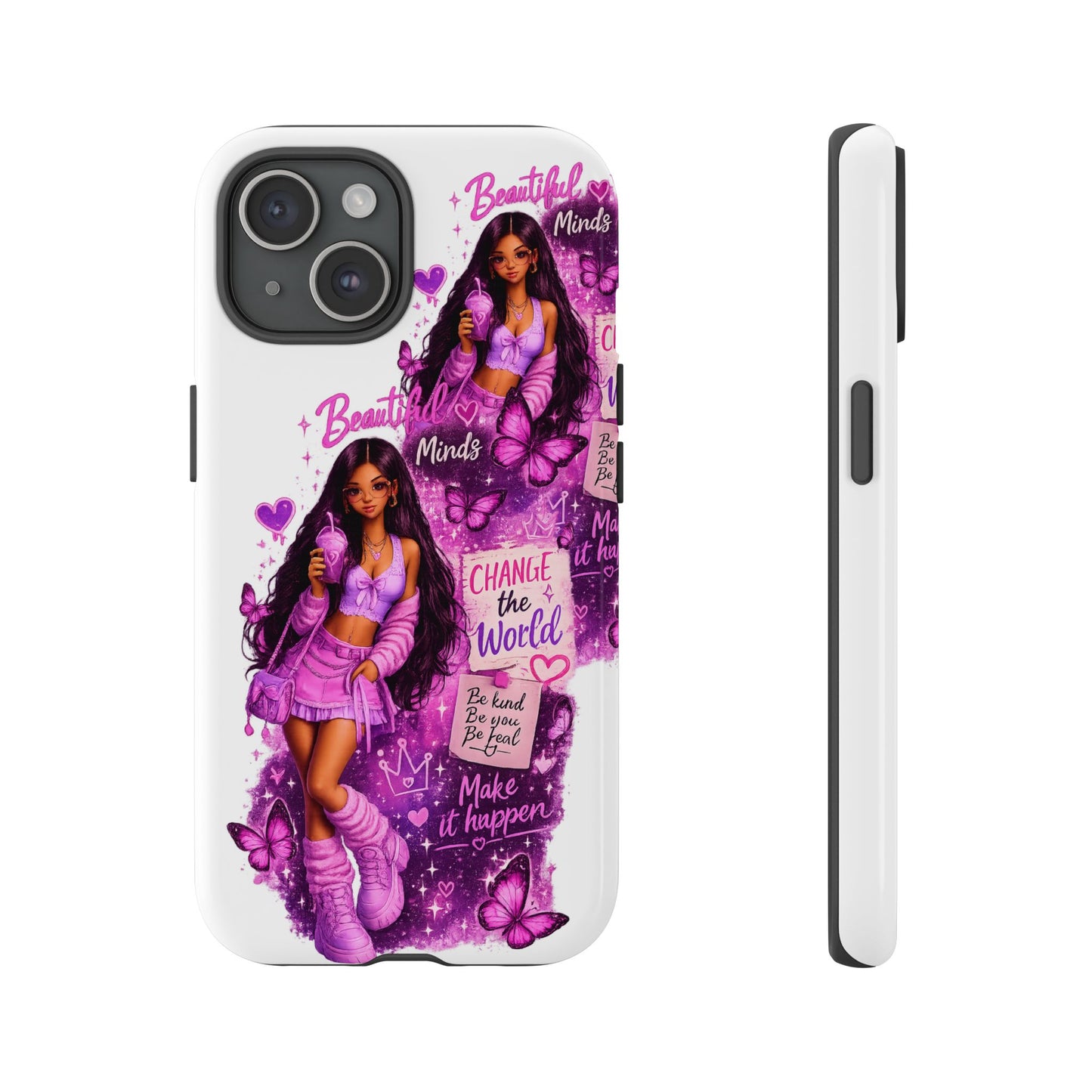 Empowered Girl Phone Case — Pink Butterfly ‘Change the World’ Design