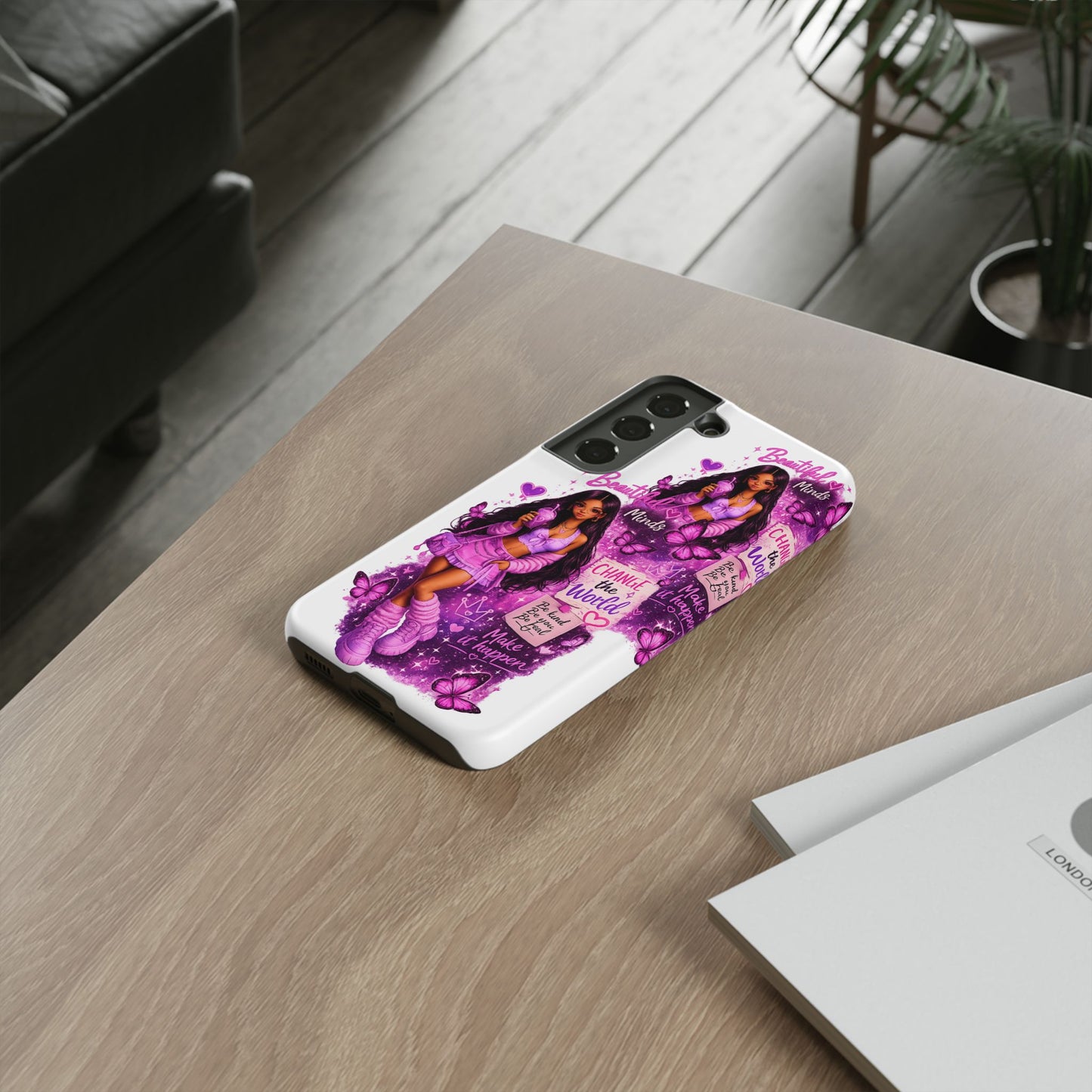 Empowered Girl Phone Case — Pink Butterfly ‘Change the World’ Design