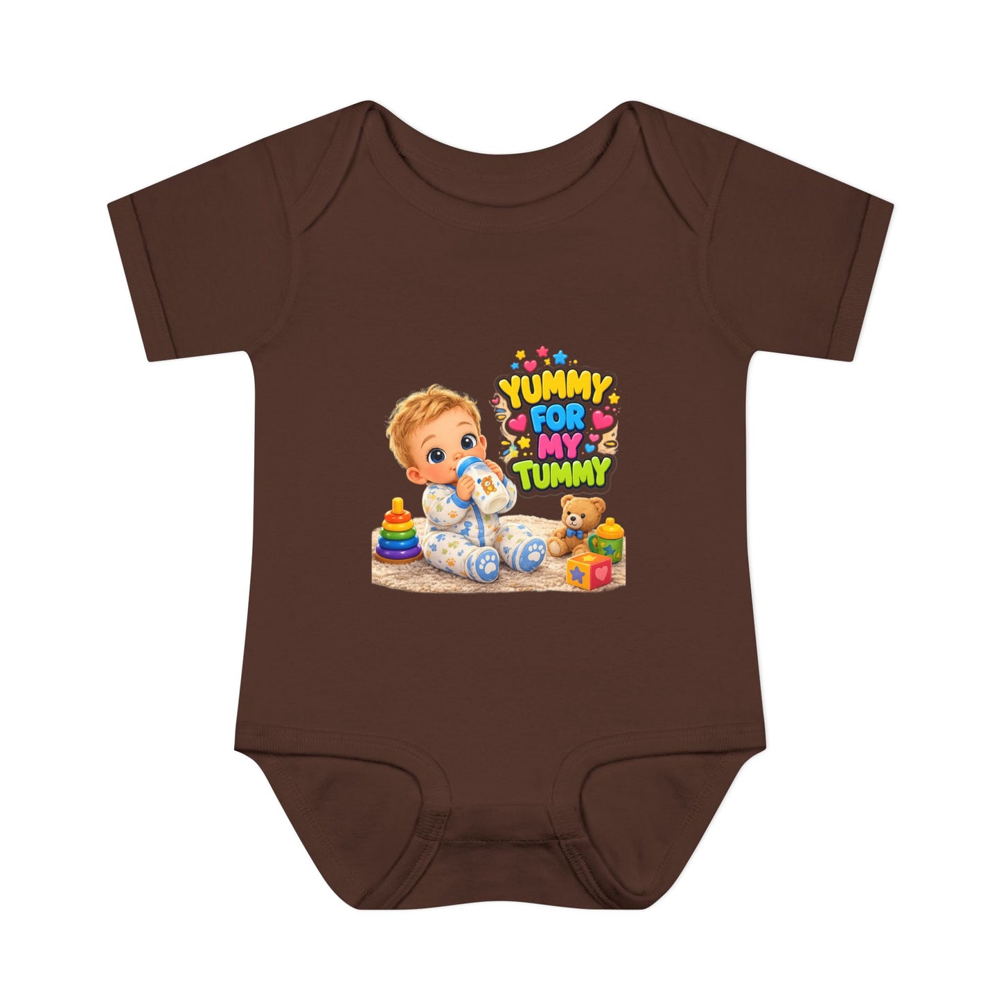 Yummy for My Tummy Baby Bodysuit — Cute Infant Feeding Onesie