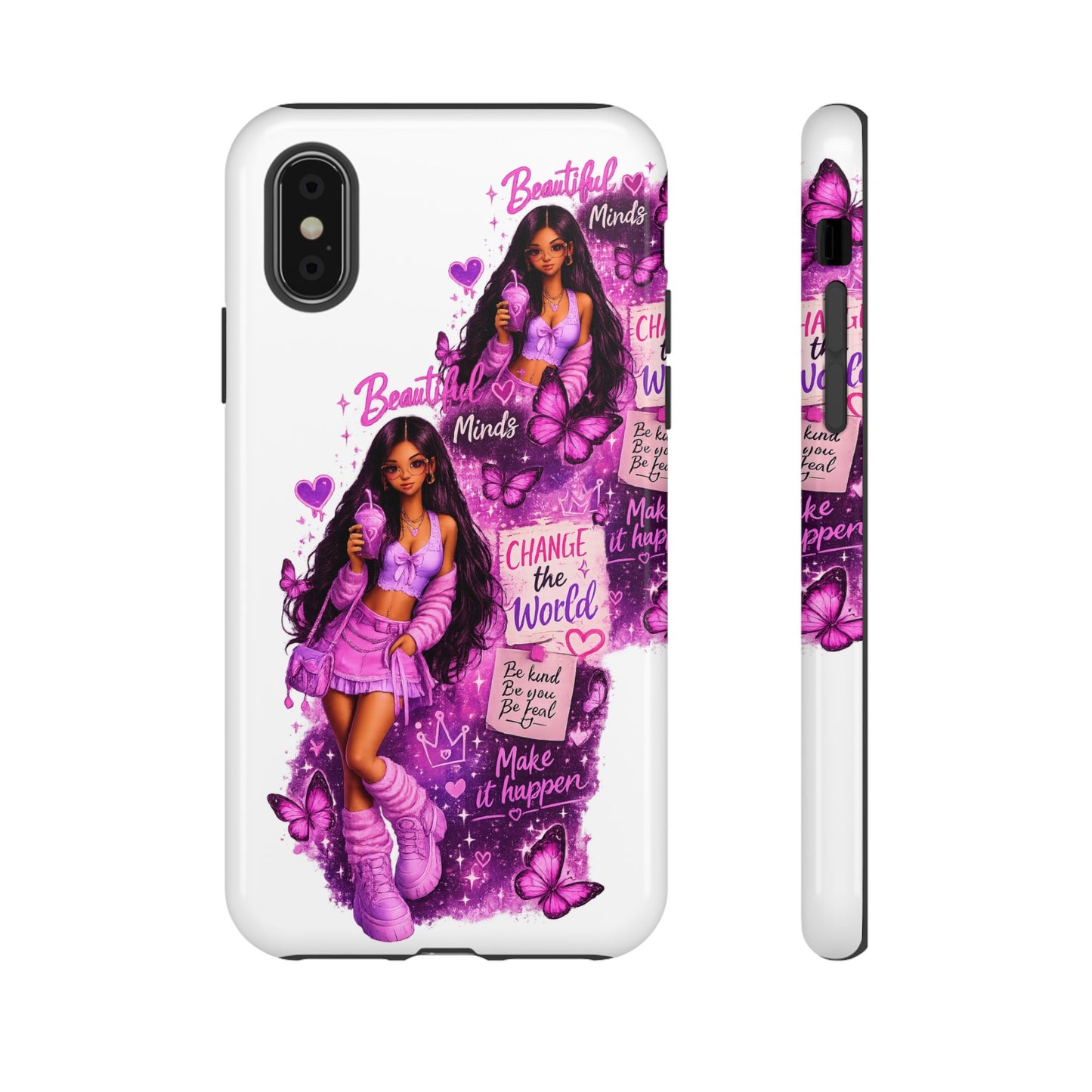 Empowered Girl Phone Case — Pink Butterfly ‘Change the World’ Design