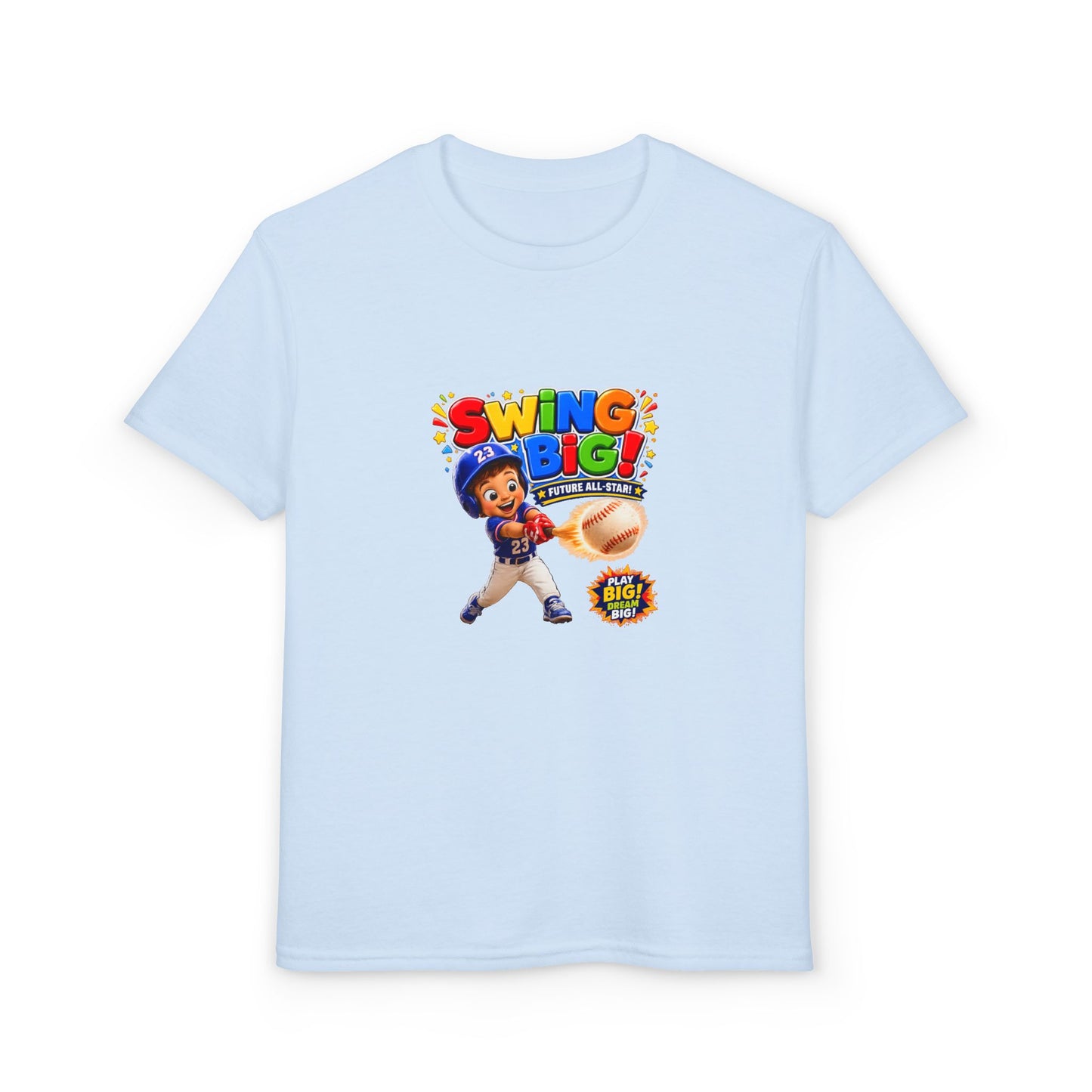 Youth T-Shirt - "SWING BIG!" Baseball Design | Kids Sports Tee