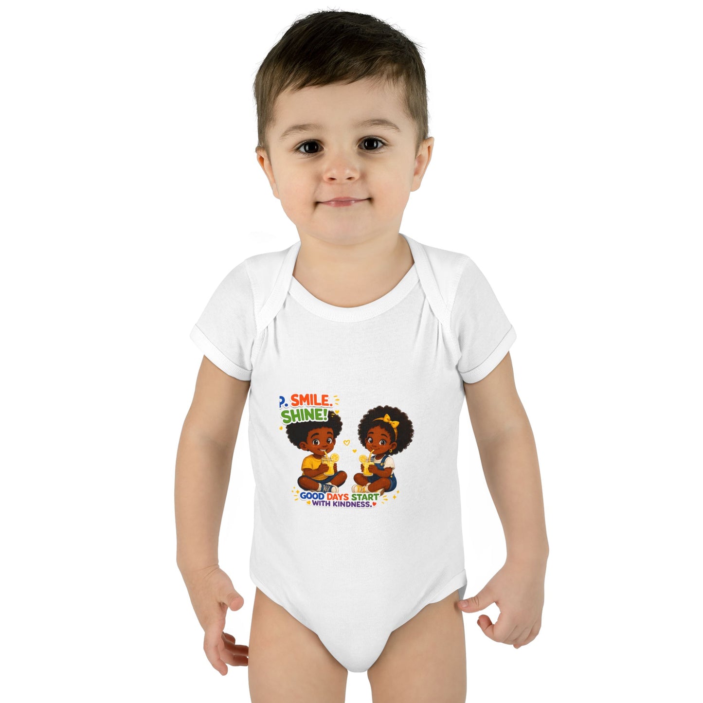 Infant Bodysuit — 'Smile Shine' Cute Baby Onesie with Positive Message
