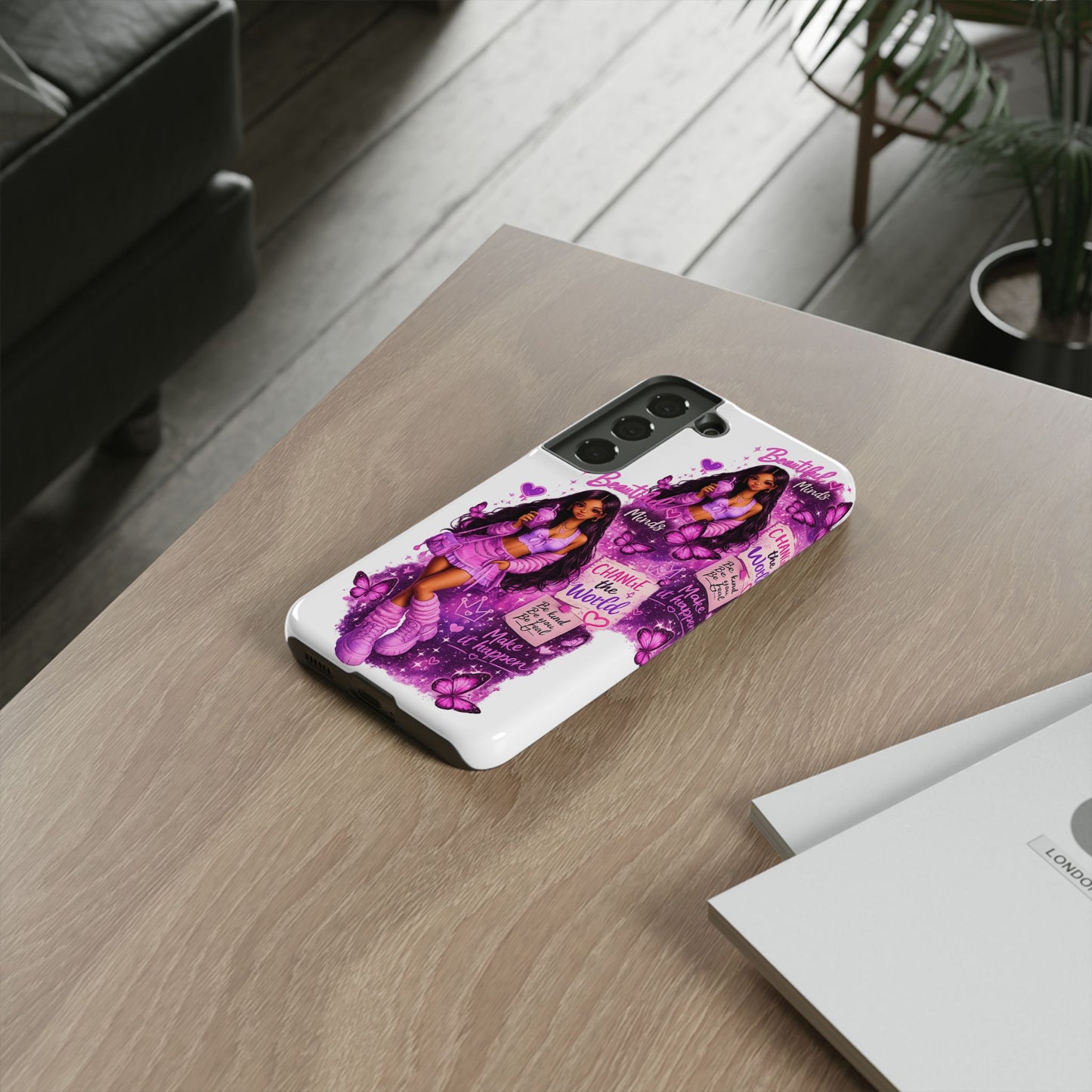 Empowered Girl Phone Case — Pink Butterfly ‘Change the World’ Design