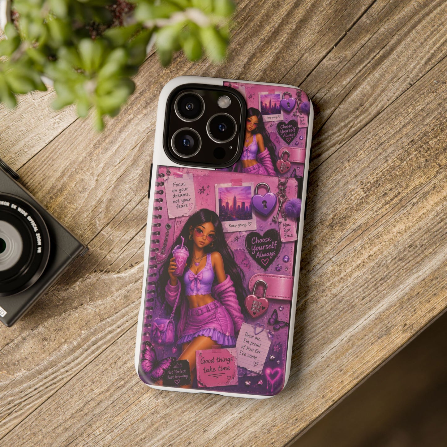 Purple Aesthetic Phone Case — Girl Collage 'Choose Yourself' Design