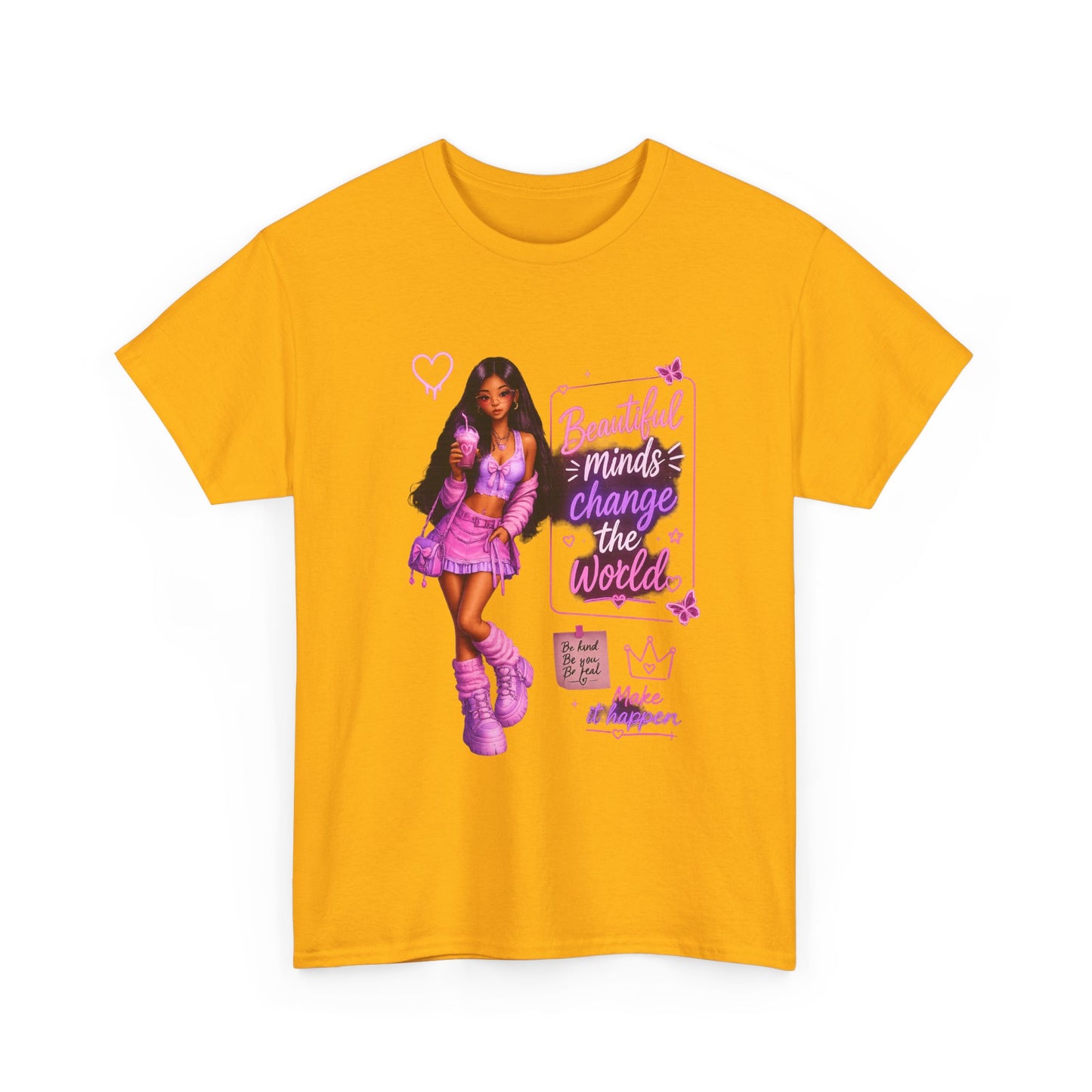 Beautiful Minds Change the World Tee - Pink Barbiecore Graphic Shirt