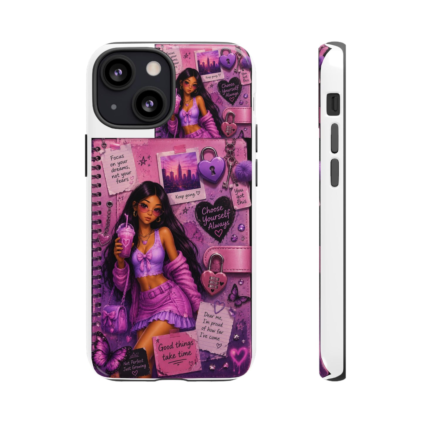 Purple Aesthetic Phone Case — Girl Collage 'Choose Yourself' Design