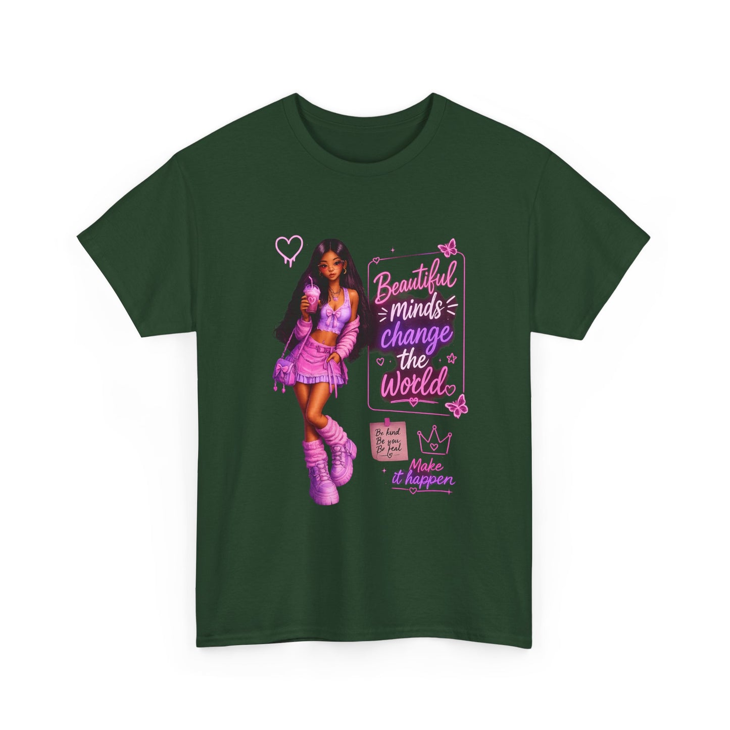 Beautiful Minds Change the World Tee - Pink Barbiecore Graphic Shirt