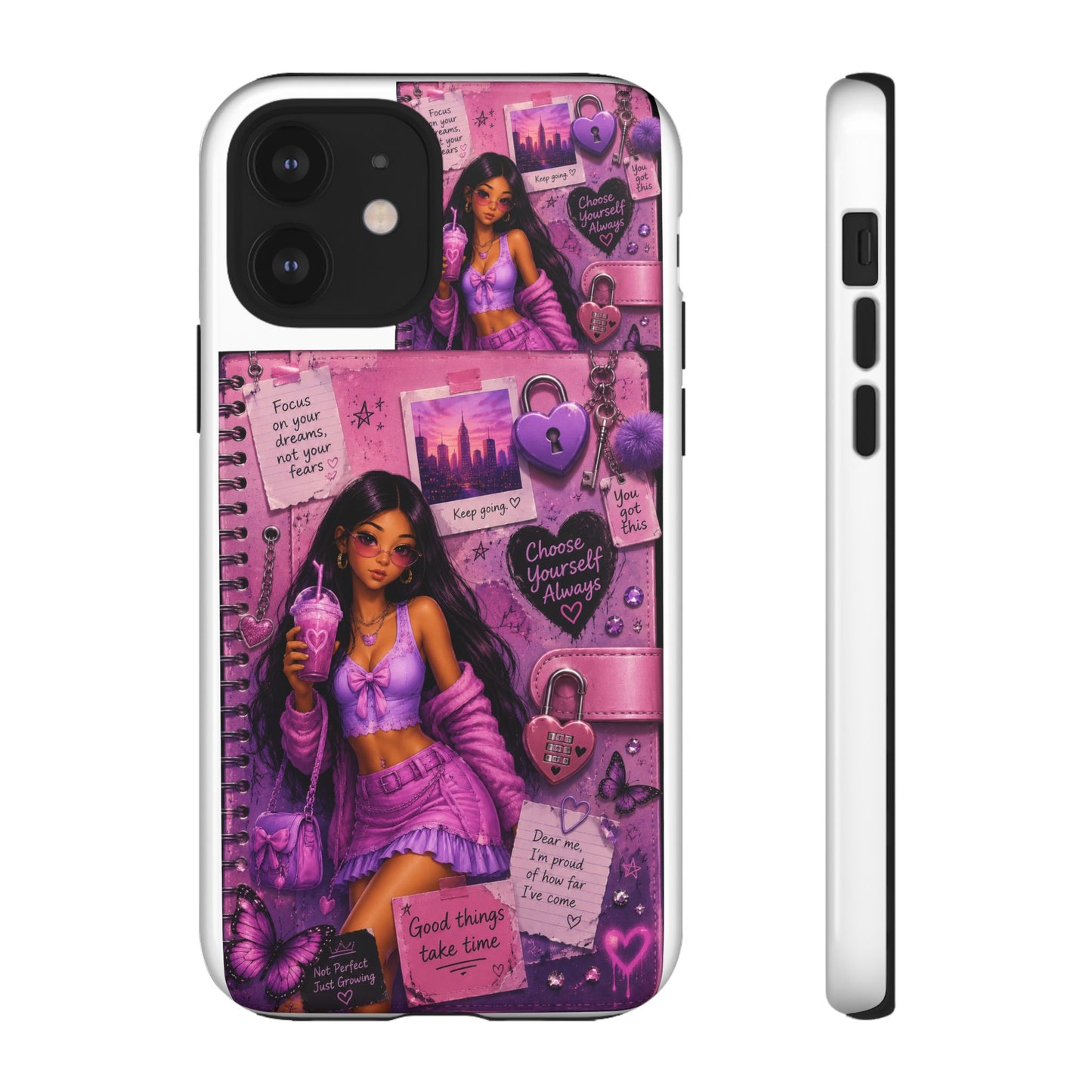 Purple Aesthetic Phone Case — Girl Collage 'Choose Yourself' Design