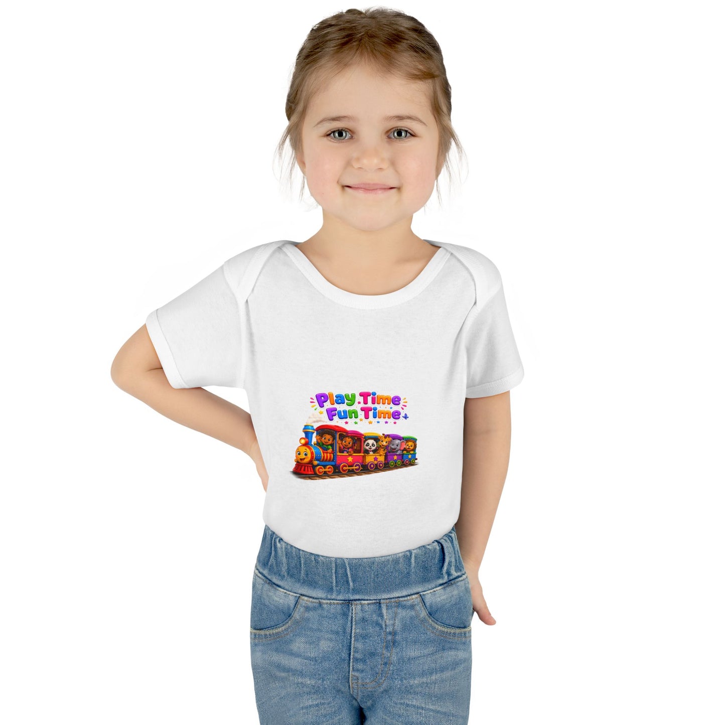 Play Time Fun Time Train Baby Bodysuit — Colorful Infant Onesie