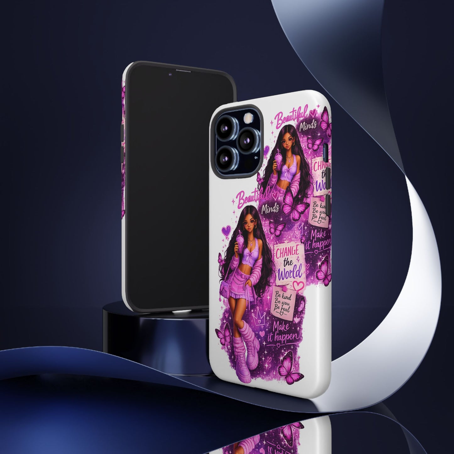 Empowered Girl Phone Case — Pink Butterfly ‘Change the World’ Design