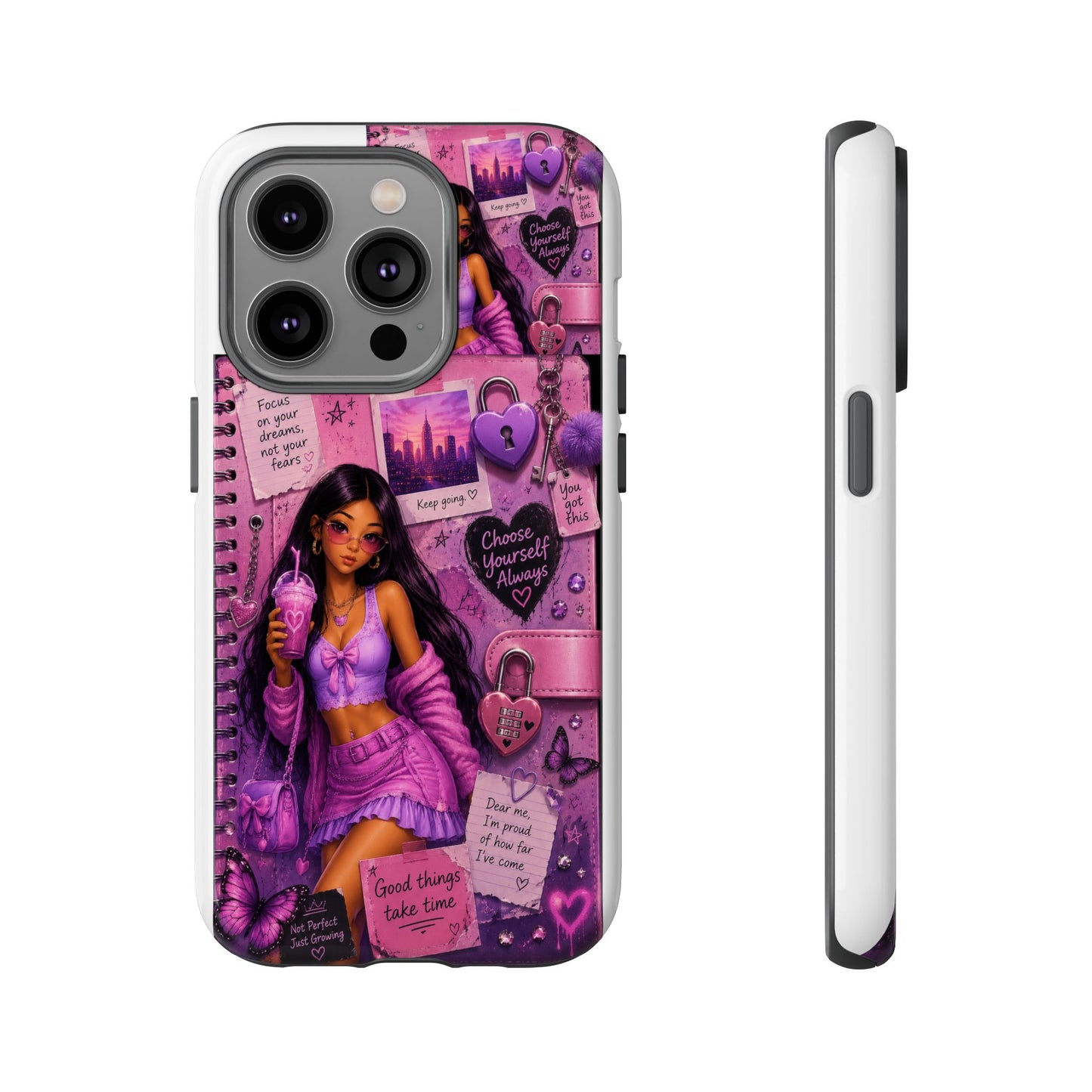 Purple Aesthetic Phone Case — Girl Collage 'Choose Yourself' Design