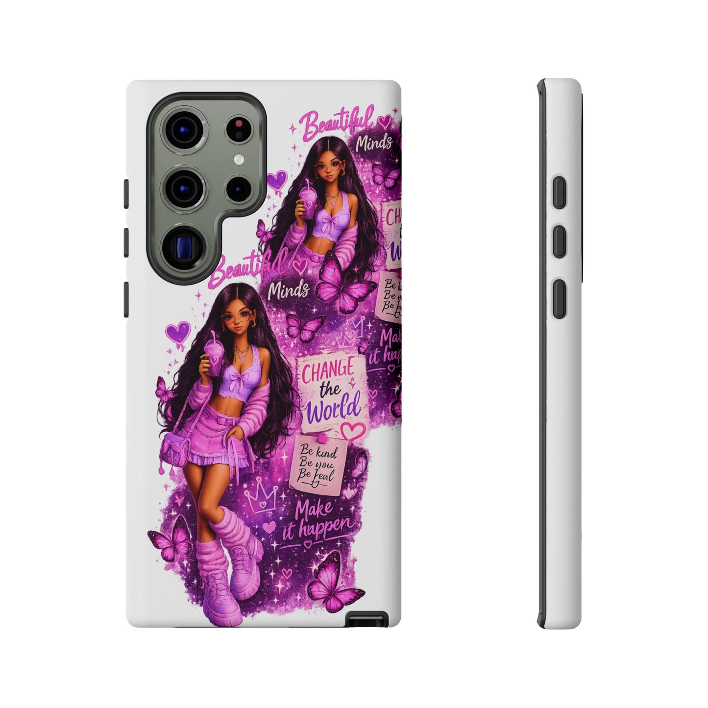 Empowered Girl Phone Case — Pink Butterfly ‘Change the World’ Design