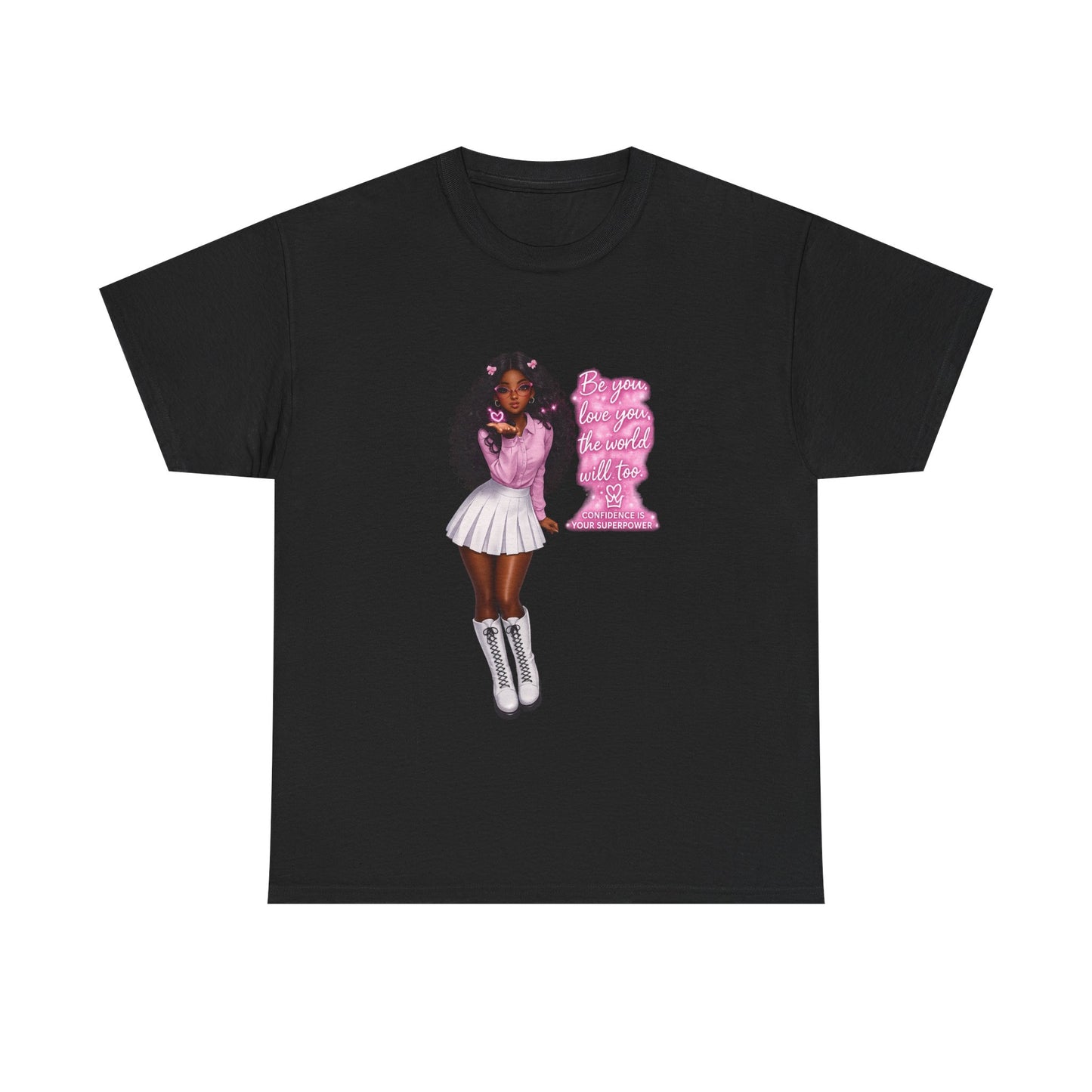 Afro Pink Cheerleader Tee – "Queen" Graphic Cotton T-Shirt