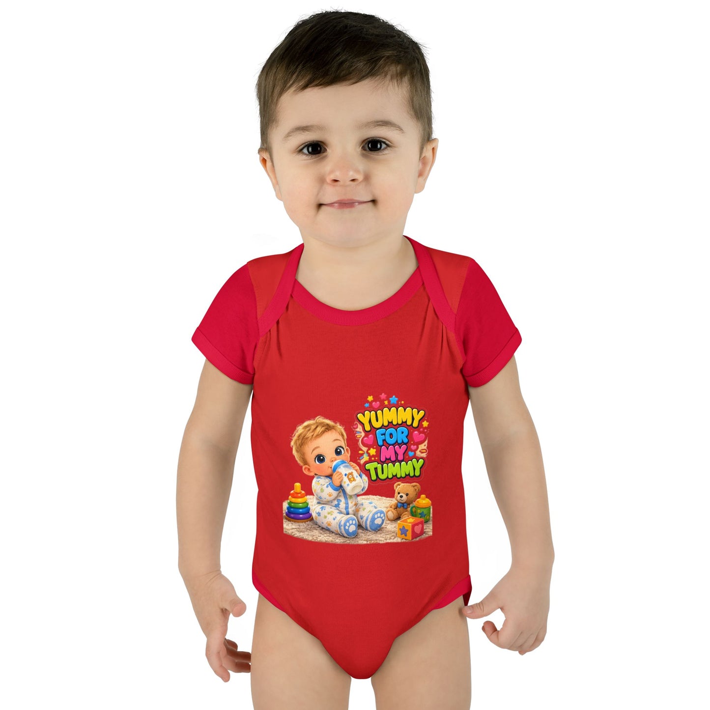 Yummy for My Tummy Baby Bodysuit — Cute Infant Feeding Onesie