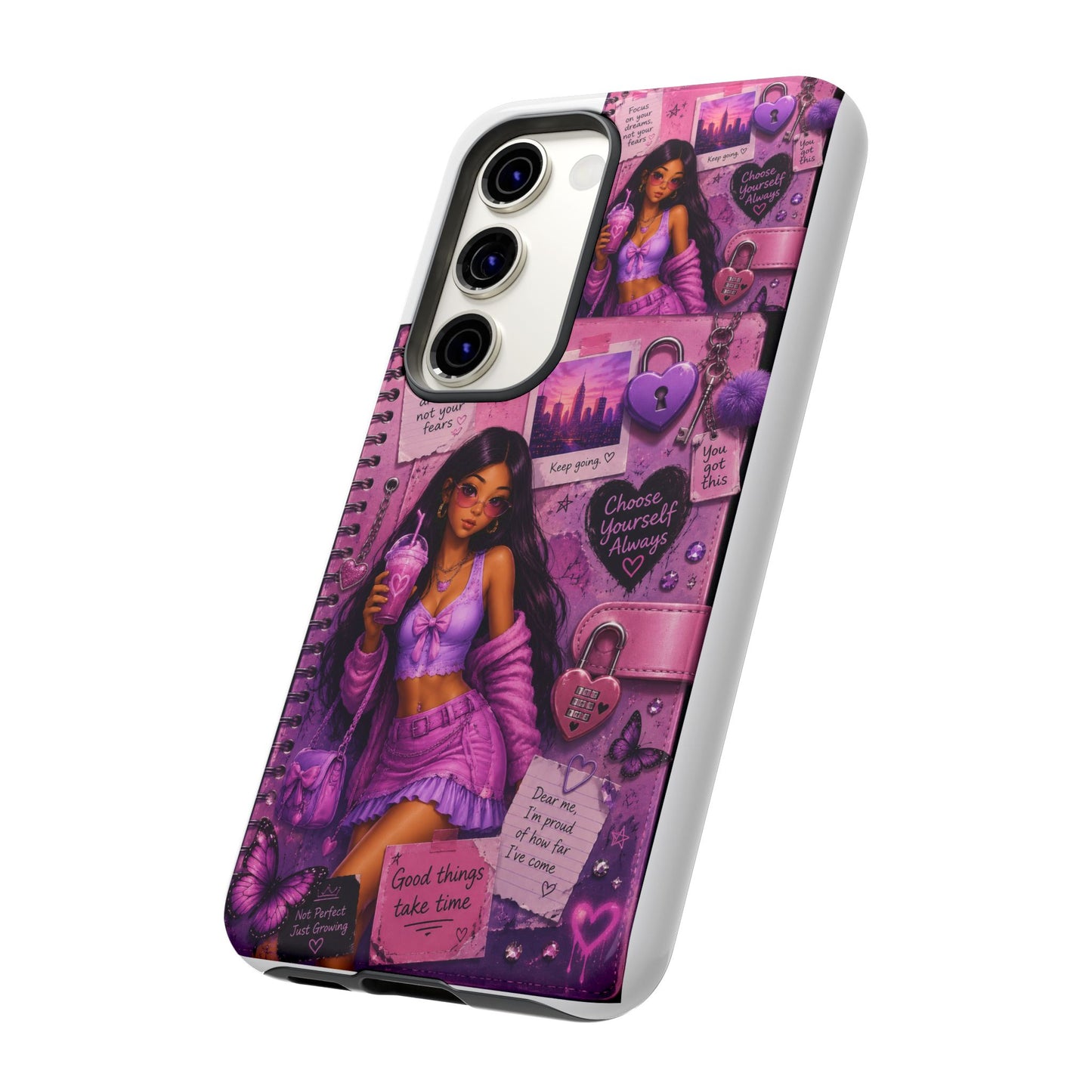 Purple Aesthetic Phone Case — Girl Collage 'Choose Yourself' Design