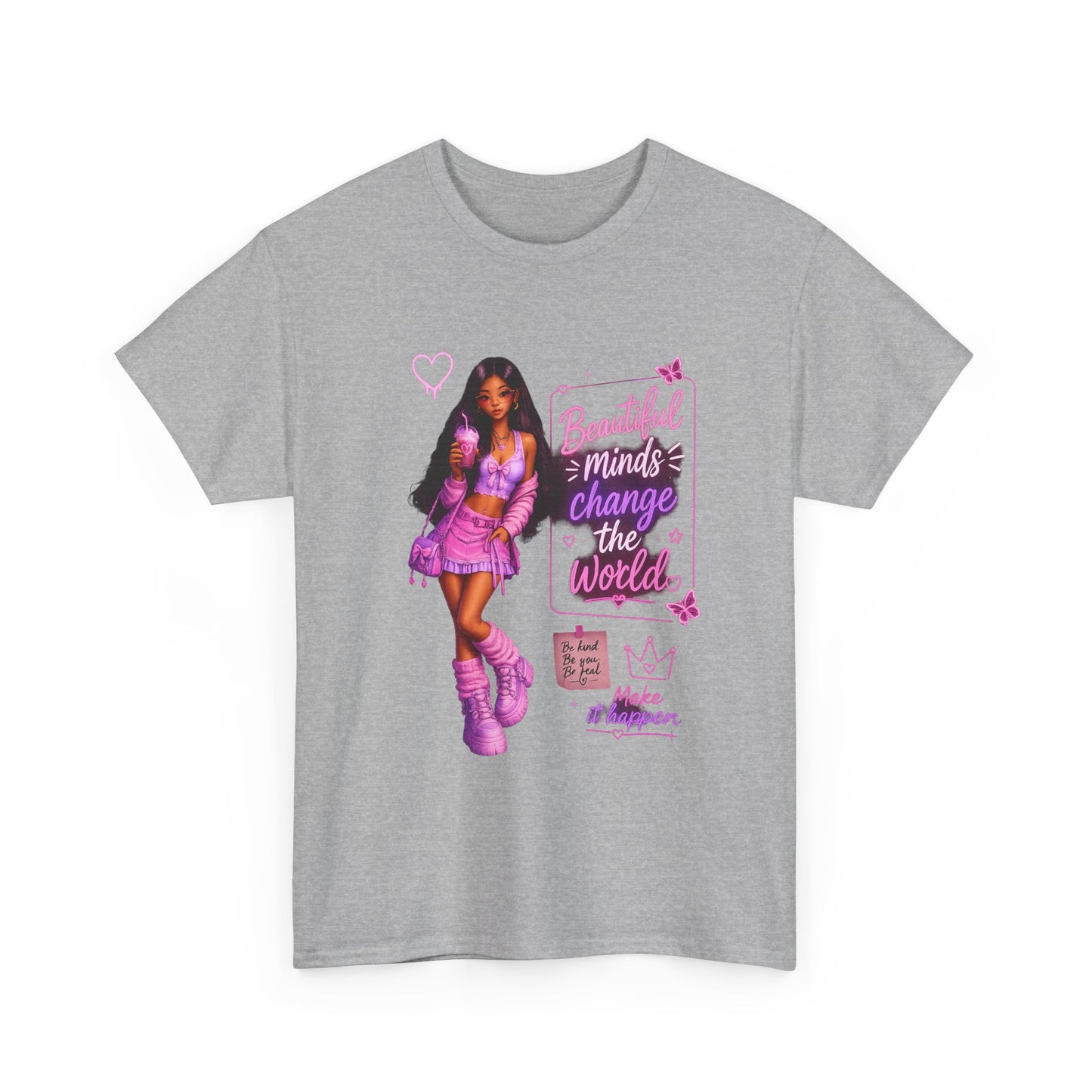 Beautiful Minds Change the World Tee - Pink Barbiecore Graphic Shirt