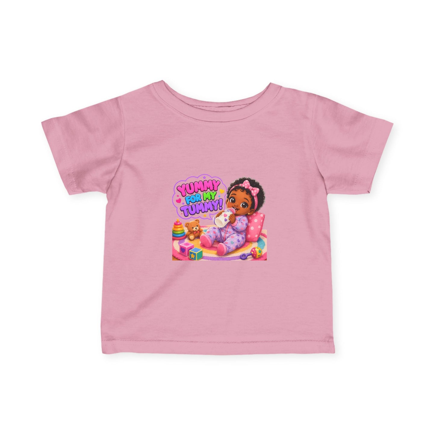 Infant Tee — "Yummy for My Tummy" Baby Girl Graphic Shirt