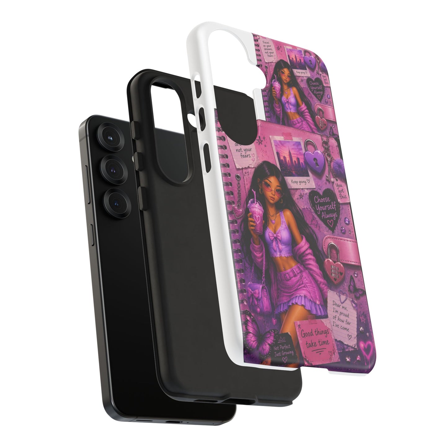 Purple Aesthetic Phone Case — Girl Collage 'Choose Yourself' Design