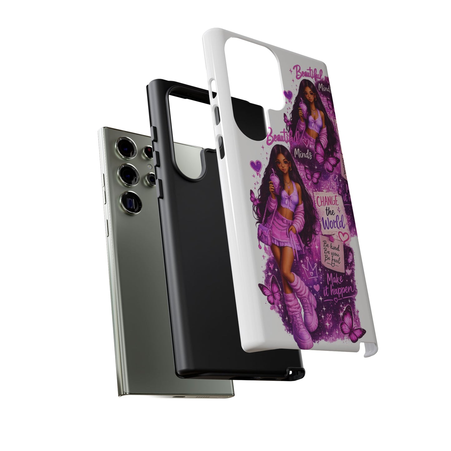 Empowered Girl Phone Case — Pink Butterfly ‘Change the World’ Design