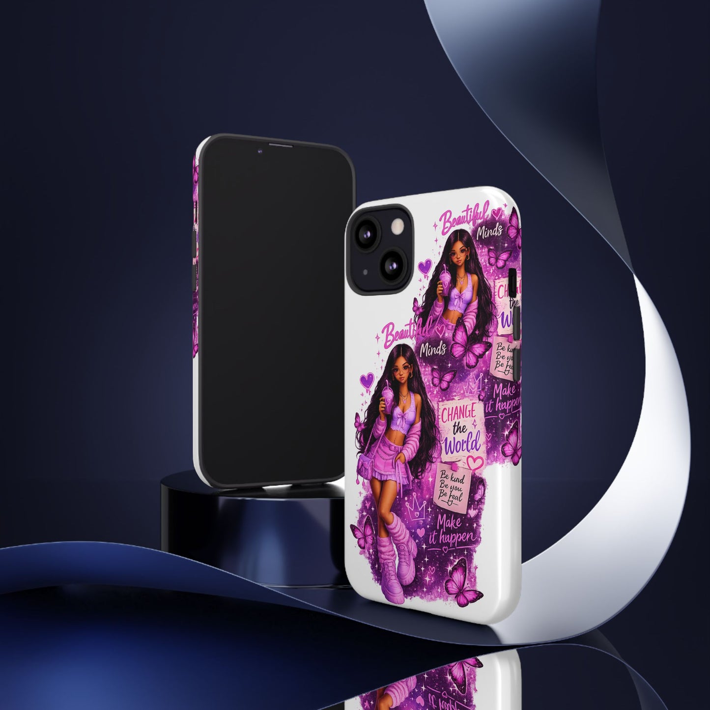 Empowered Girl Phone Case — Pink Butterfly ‘Change the World’ Design