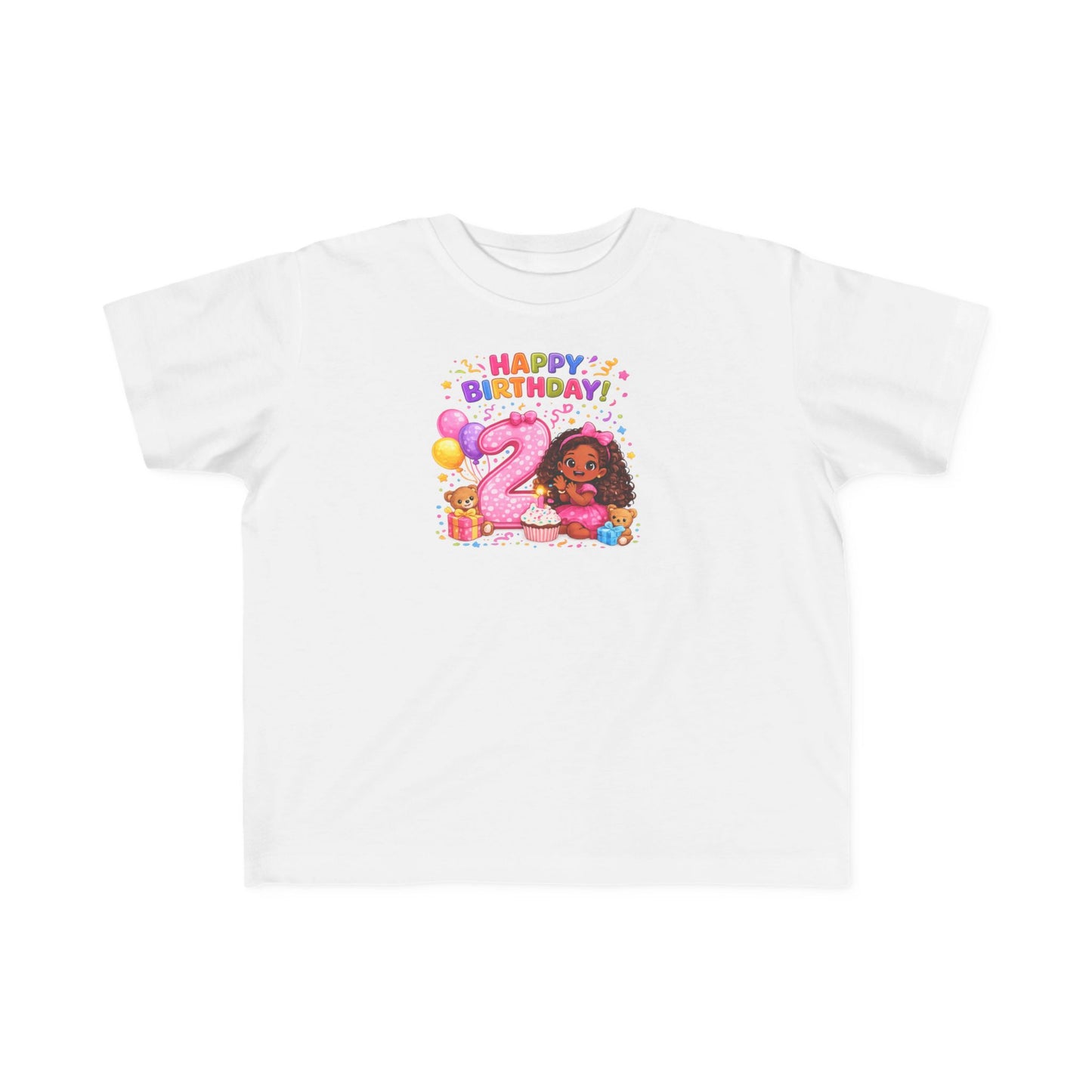 Toddler Birthday Tee — "Happy Birthday 2" Girl Balloon Party Shirt