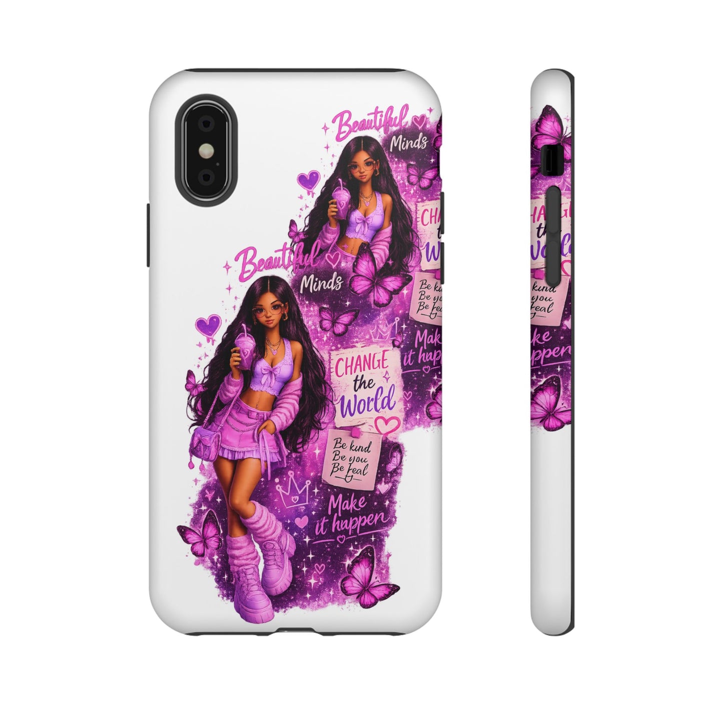 Empowered Girl Phone Case — Pink Butterfly ‘Change the World’ Design