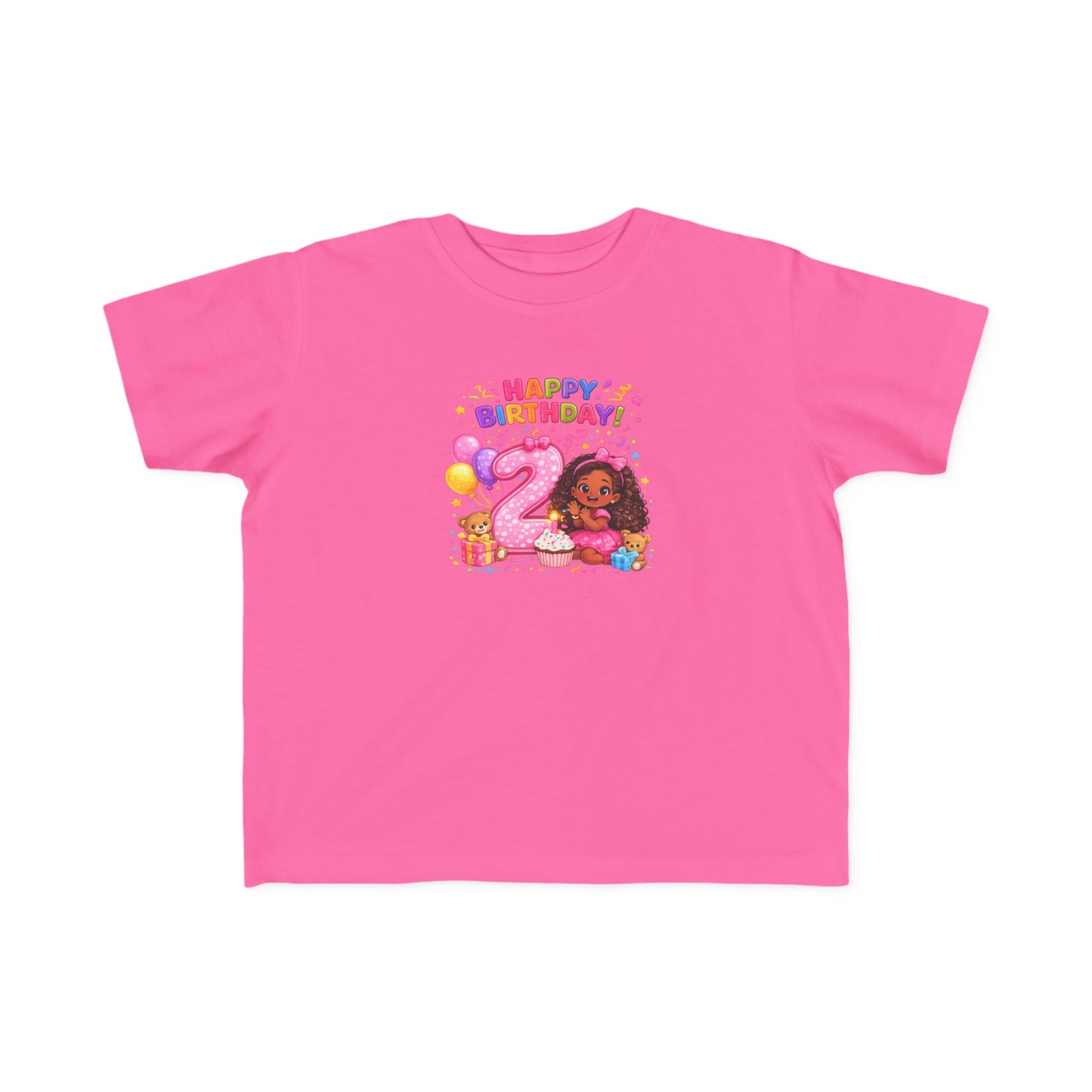 Toddler Birthday Tee — "Happy Birthday 2" Girl Balloon Party Shirt
