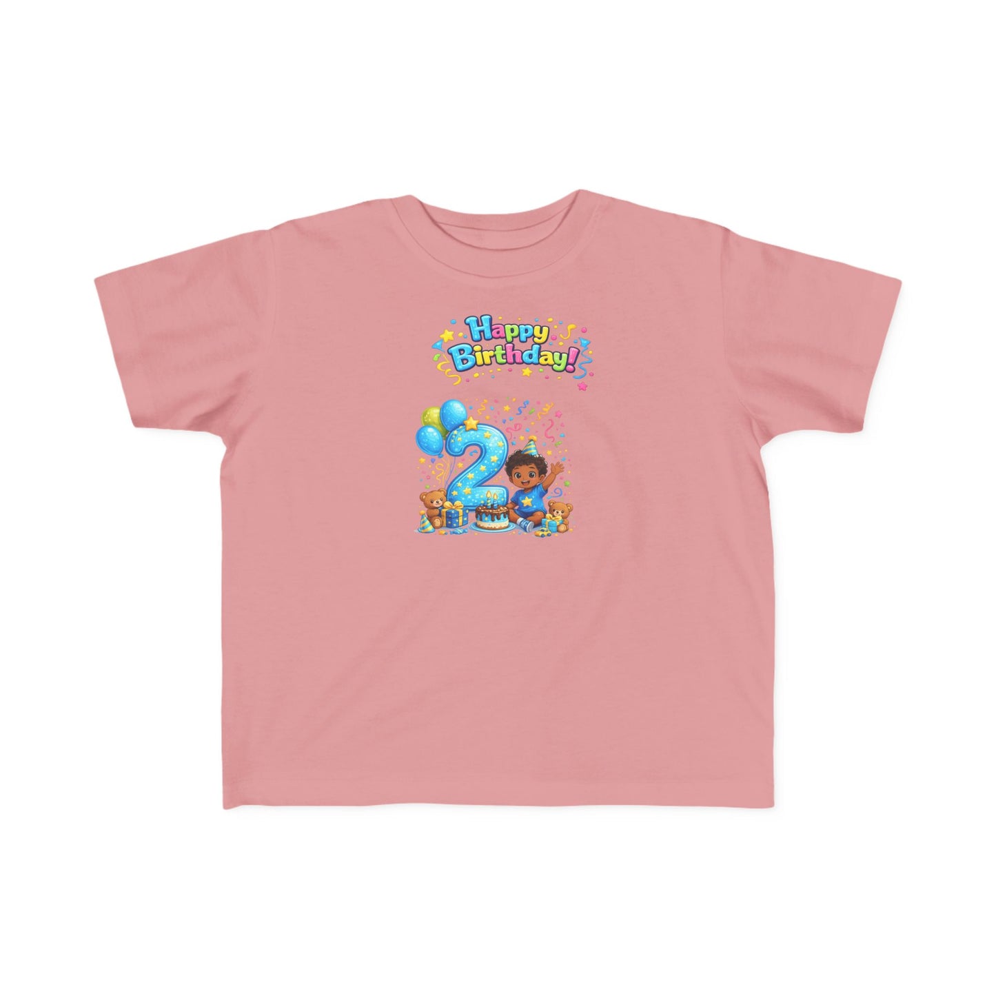 Copy of Copy of Toddler Birthday Tee — "Happy Birthday 2" Girl Balloon Party Shirt