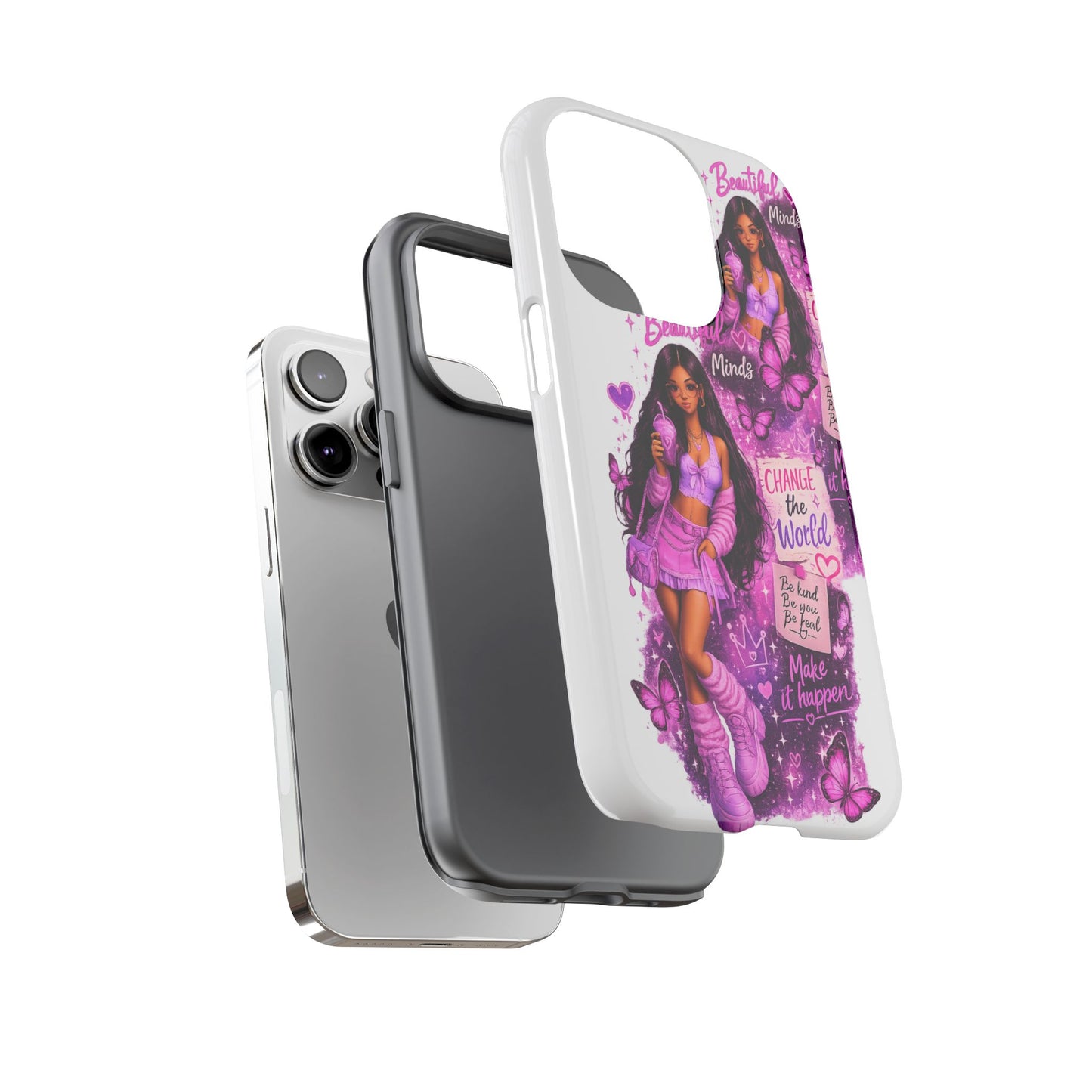 Empowered Girl Phone Case — Pink Butterfly ‘Change the World’ Design