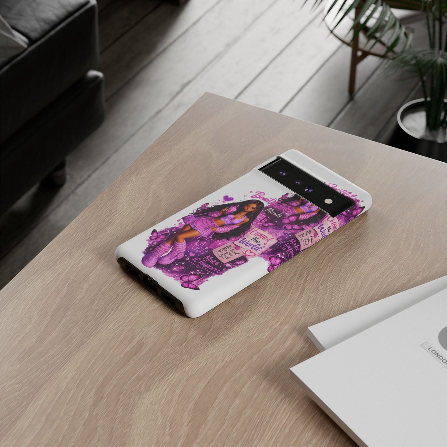 Empowered Girl Phone Case — Pink Butterfly ‘Change the World’ Design