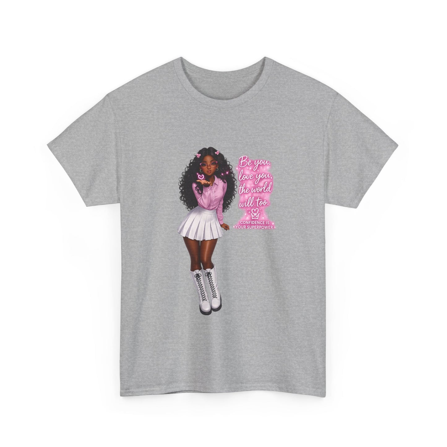 Afro Pink Cheerleader Tee – "Queen" Graphic Cotton T-Shirt