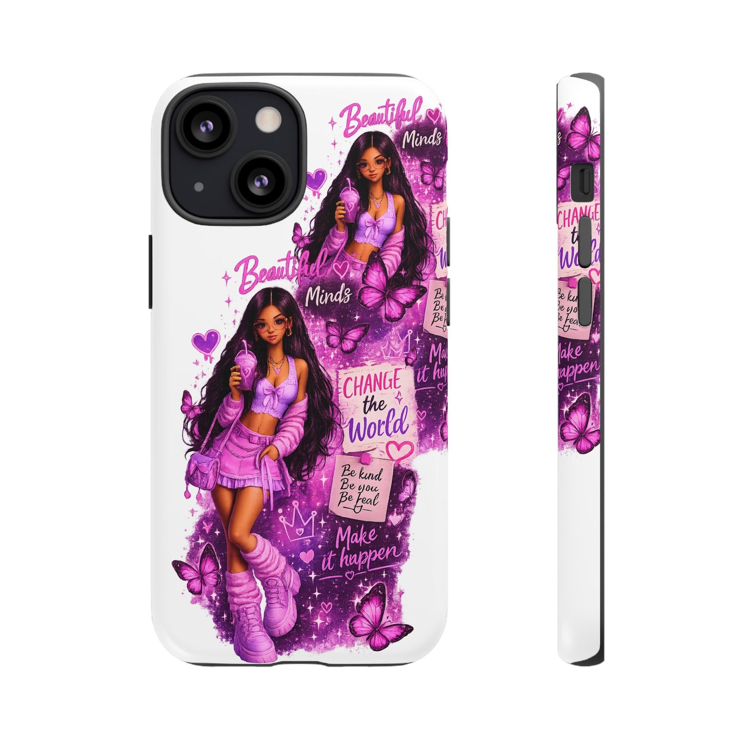 Empowered Girl Phone Case — Pink Butterfly ‘Change the World’ Design