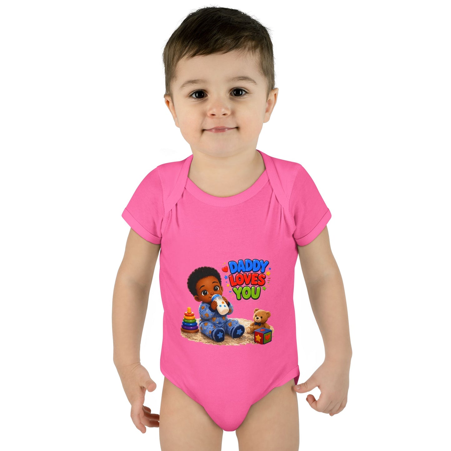 Daddy Loves You Infant Bodysuit — Cute Baby Boy Onesie with Toys Graphic