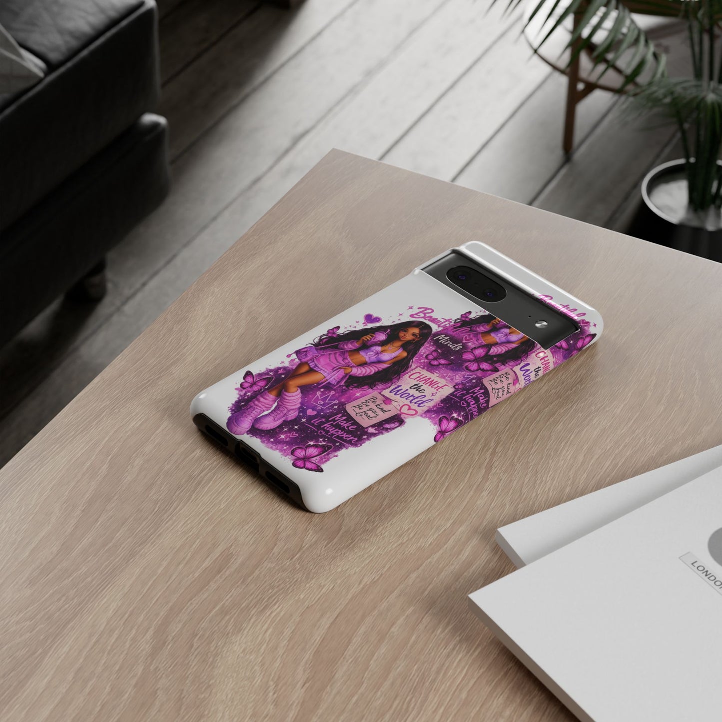 Empowered Girl Phone Case — Pink Butterfly ‘Change the World’ Design