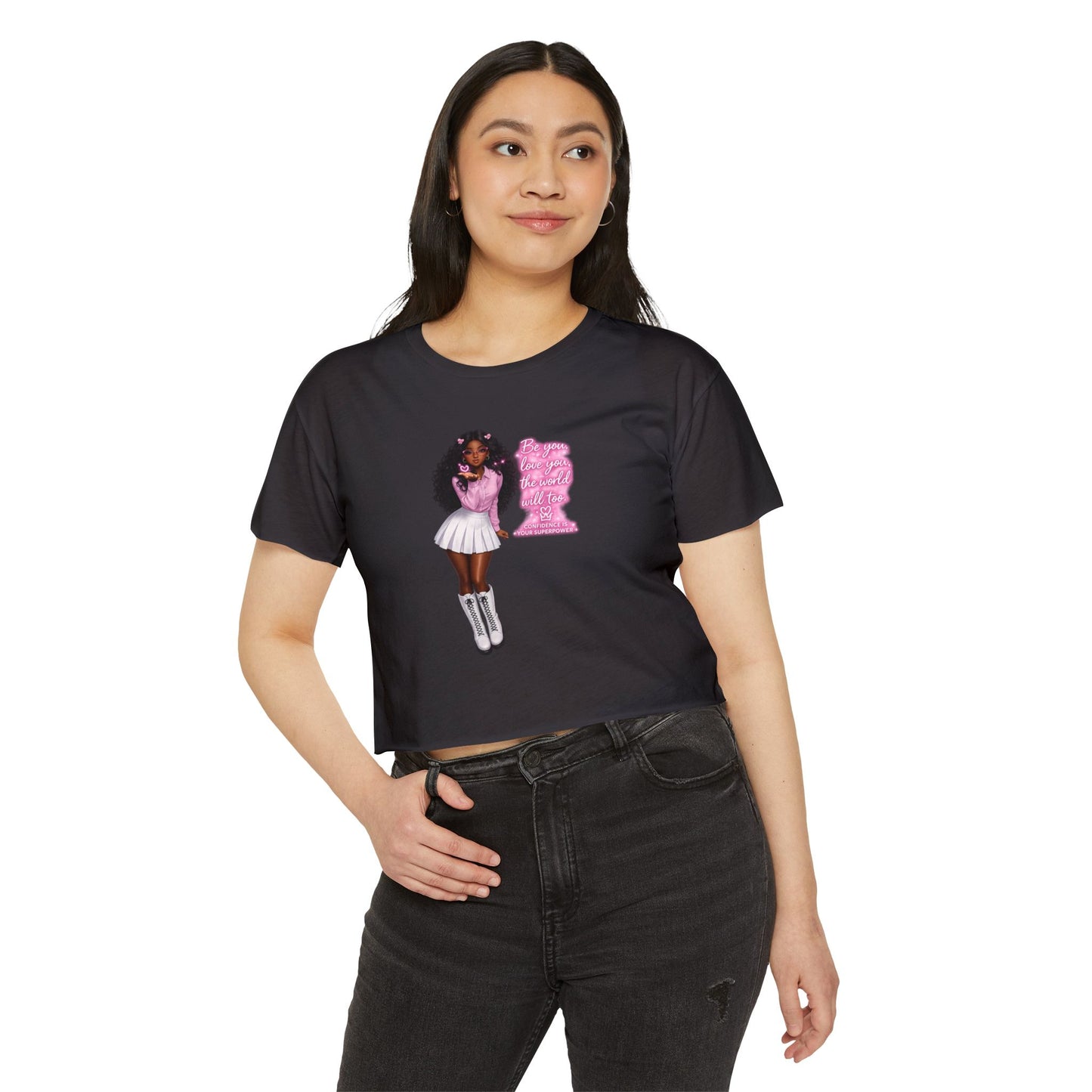 Festival Crop Top — Pink Glitter Doll Graphic Women’s Party Tee