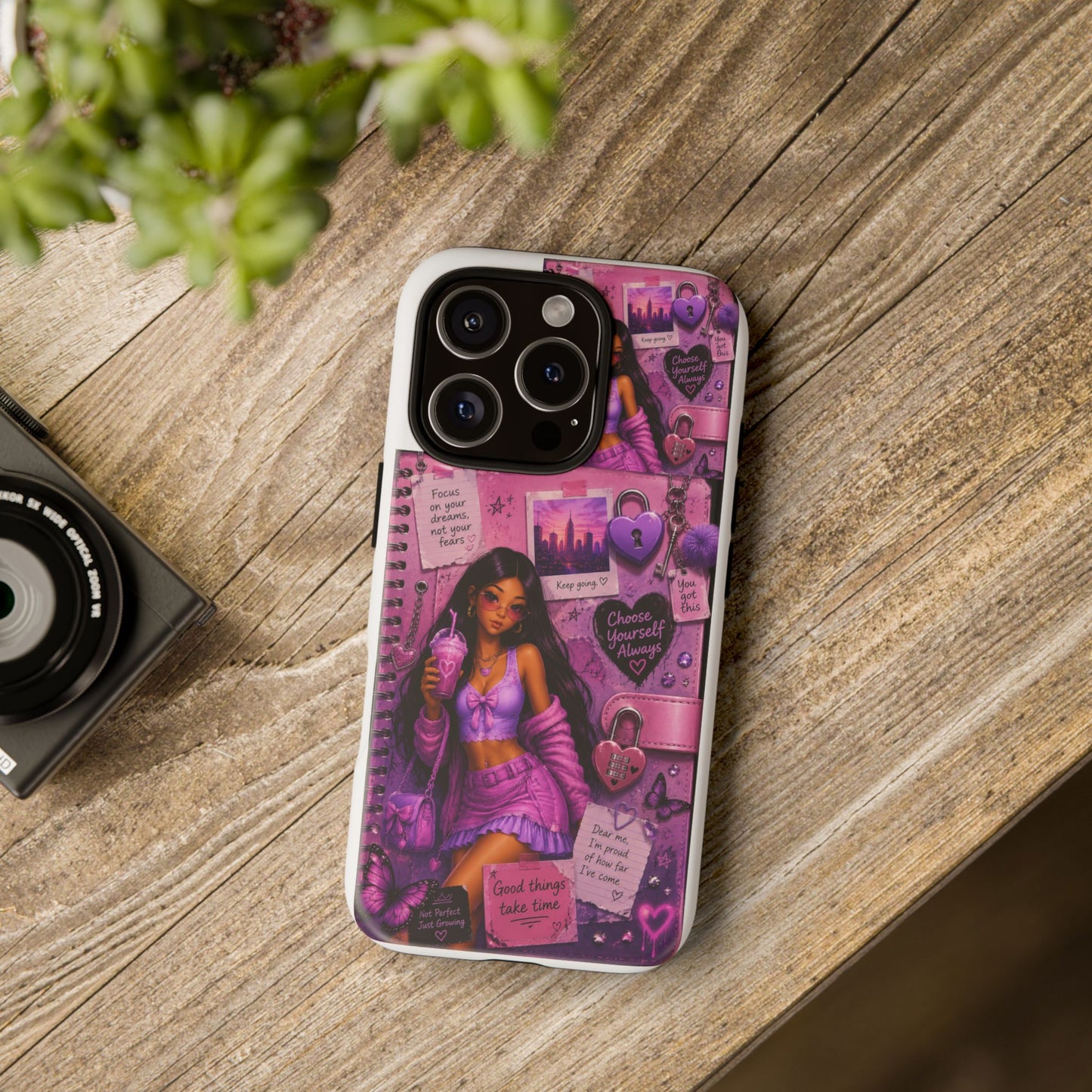 Purple Aesthetic Phone Case — Girl Collage 'Choose Yourself' Design