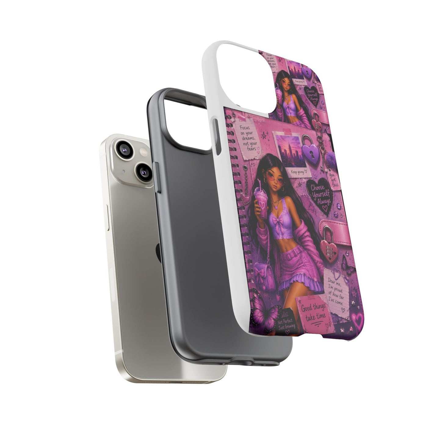 Purple Aesthetic Phone Case — Girl Collage 'Choose Yourself' Design