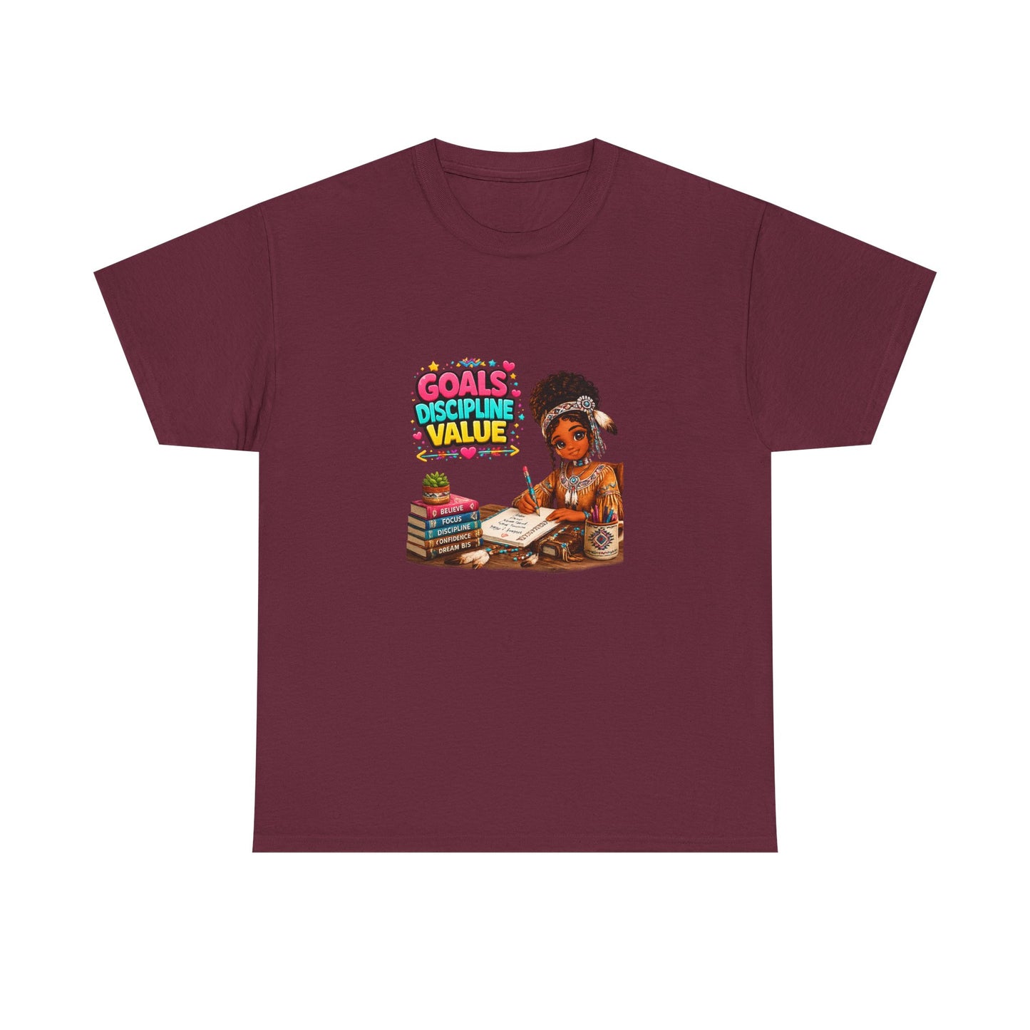 Motivational Study T-Shirt — "Goals, Discipline, Value" Graphic Tee for Students & Learners