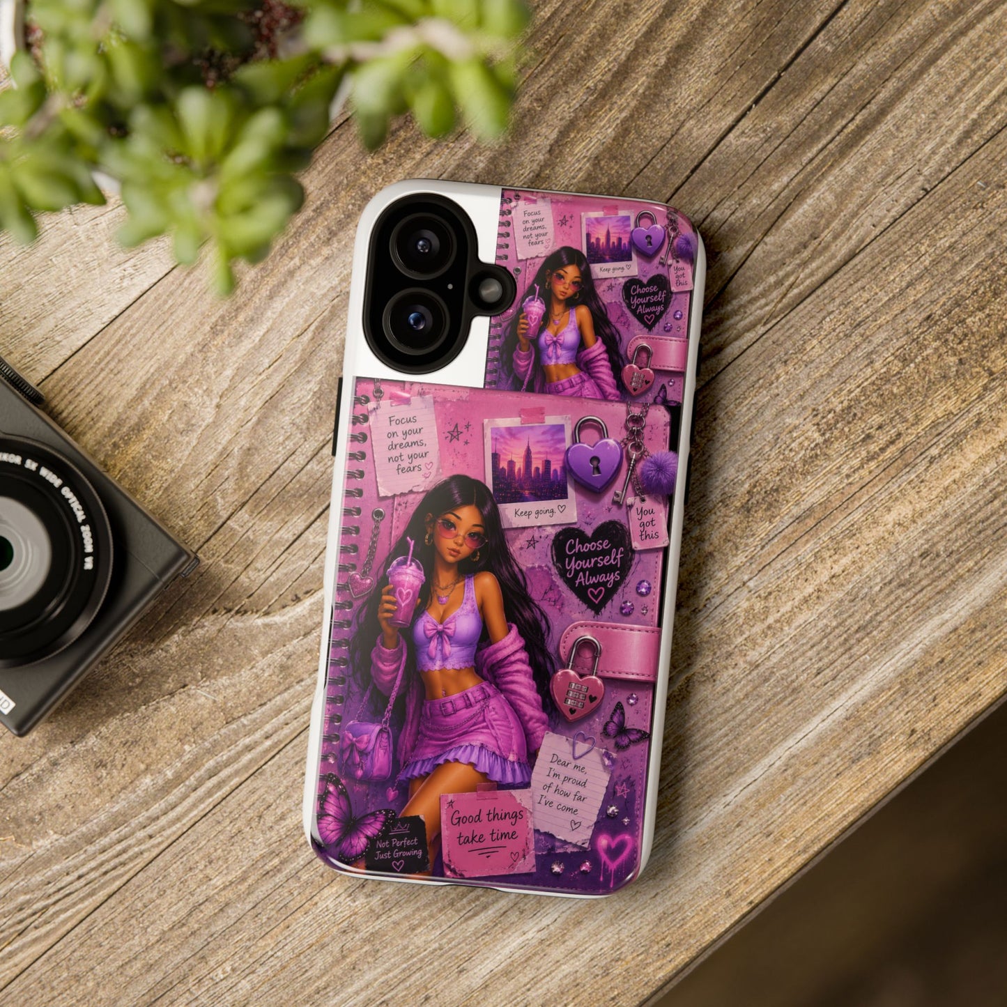 Purple Aesthetic Phone Case — Girl Collage 'Choose Yourself' Design