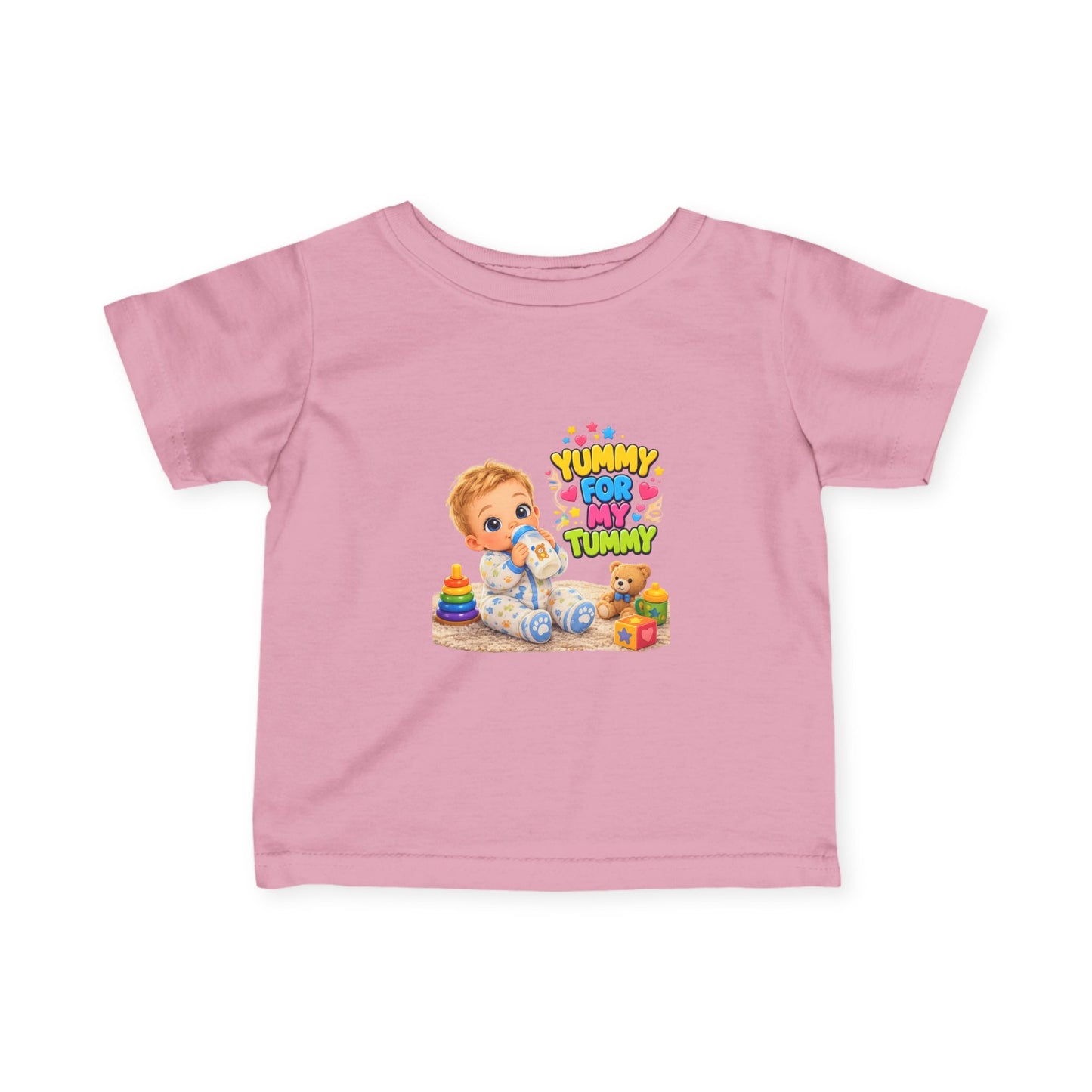 Infant Tee — Cute Baby 'Yummy For My Tummy' Feeding Graphic