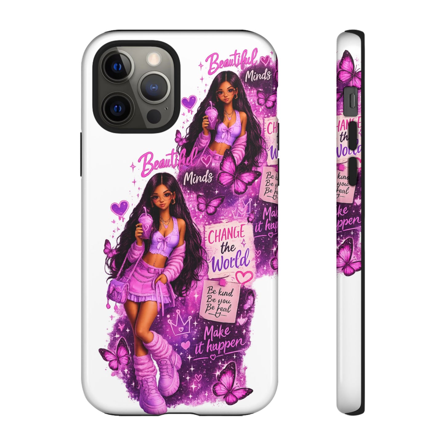 Empowered Girl Phone Case — Pink Butterfly ‘Change the World’ Design