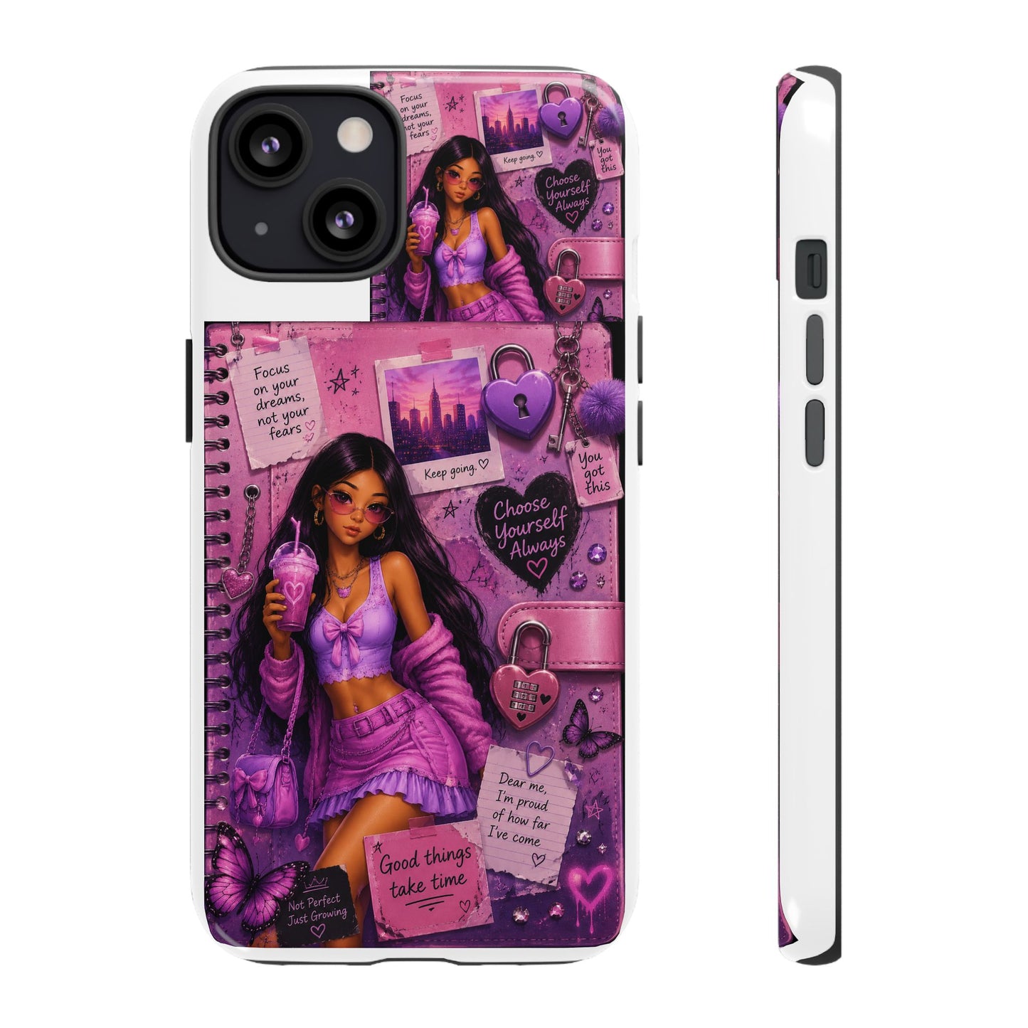 Purple Aesthetic Phone Case — Girl Collage 'Choose Yourself' Design