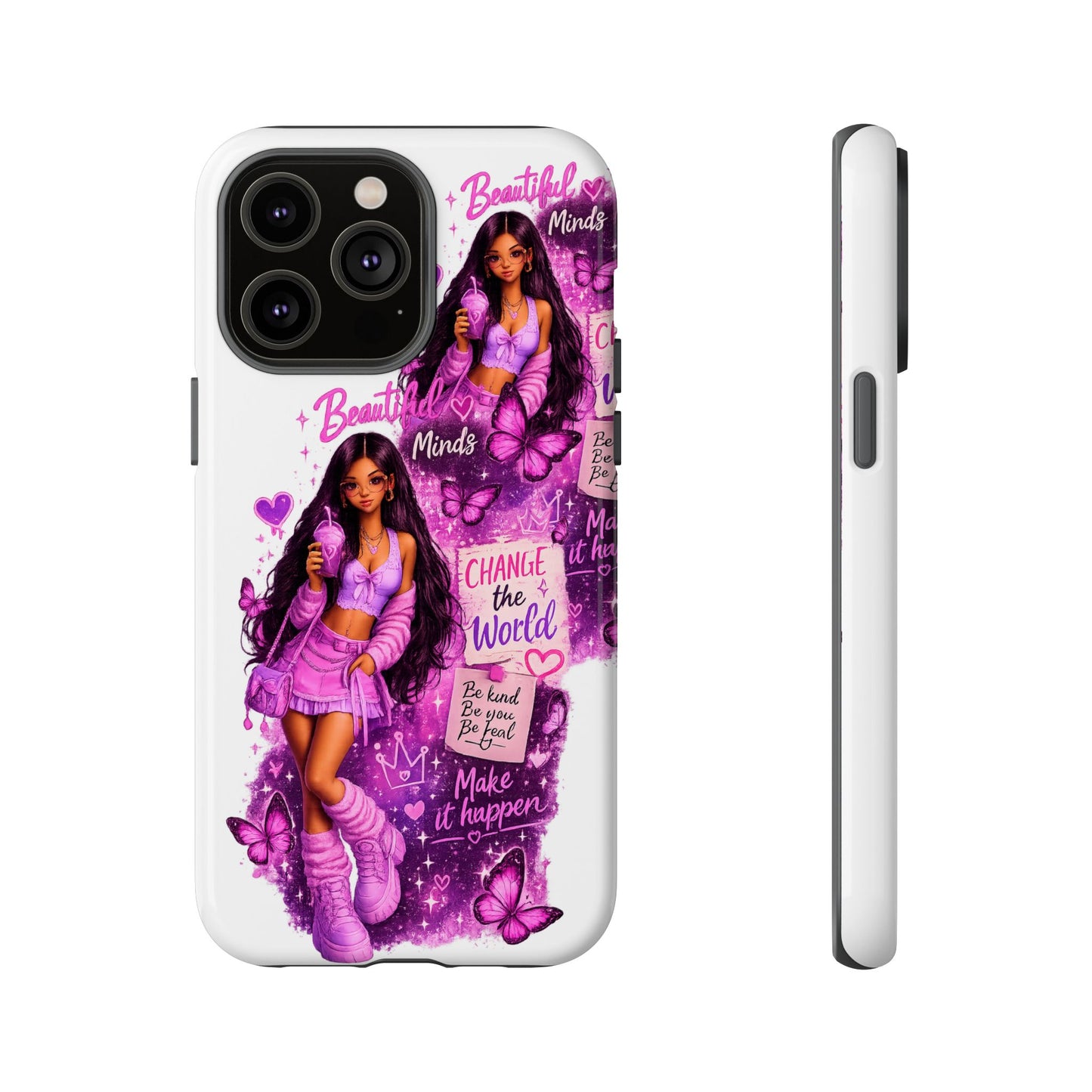 Empowered Girl Phone Case — Pink Butterfly ‘Change the World’ Design